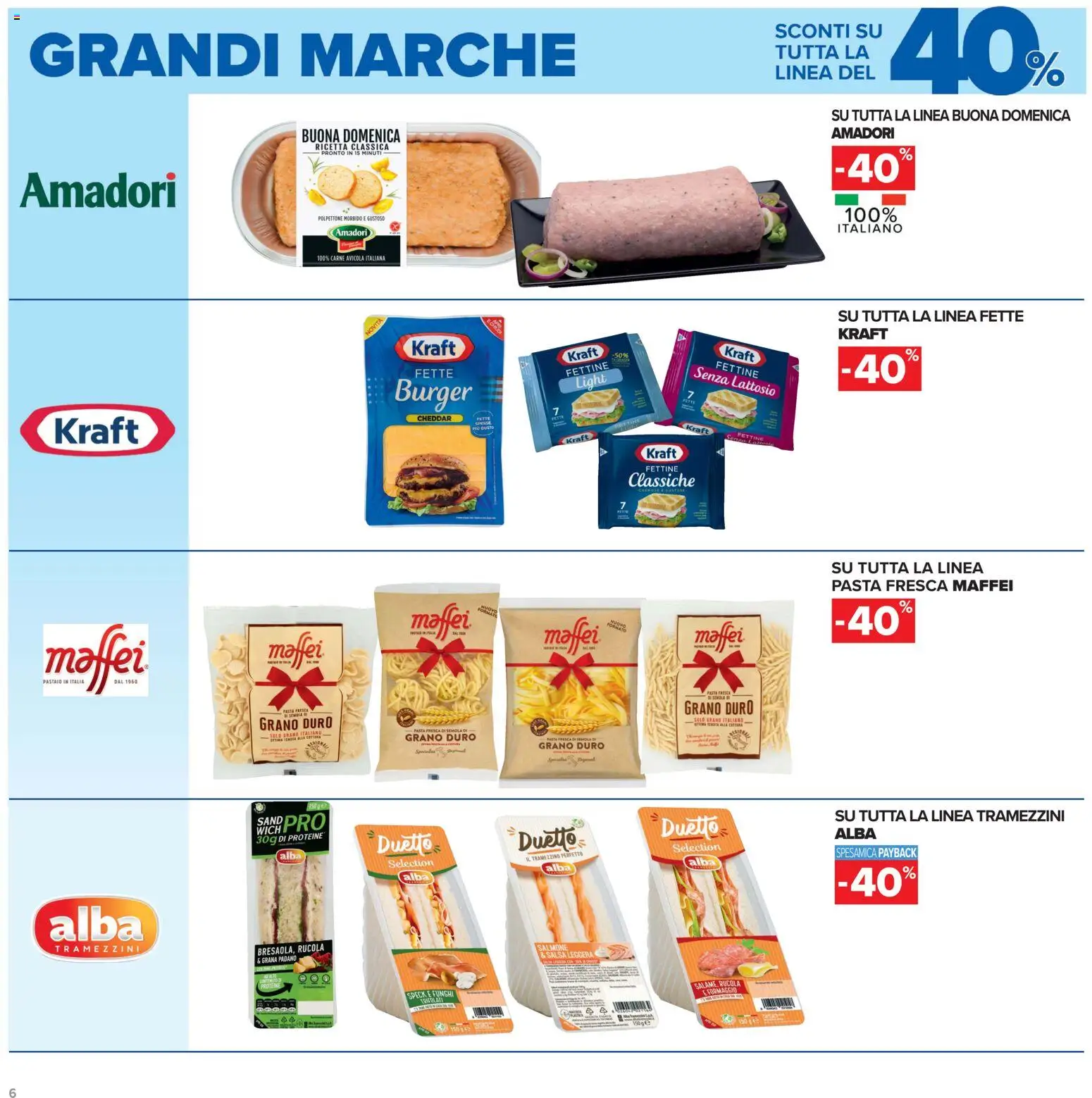 Volantino Carrefour del 15/09/2026 | Pagina: 6 | Prodotti: Cheddar, Pasta, Tramezzino, Senza lattosio