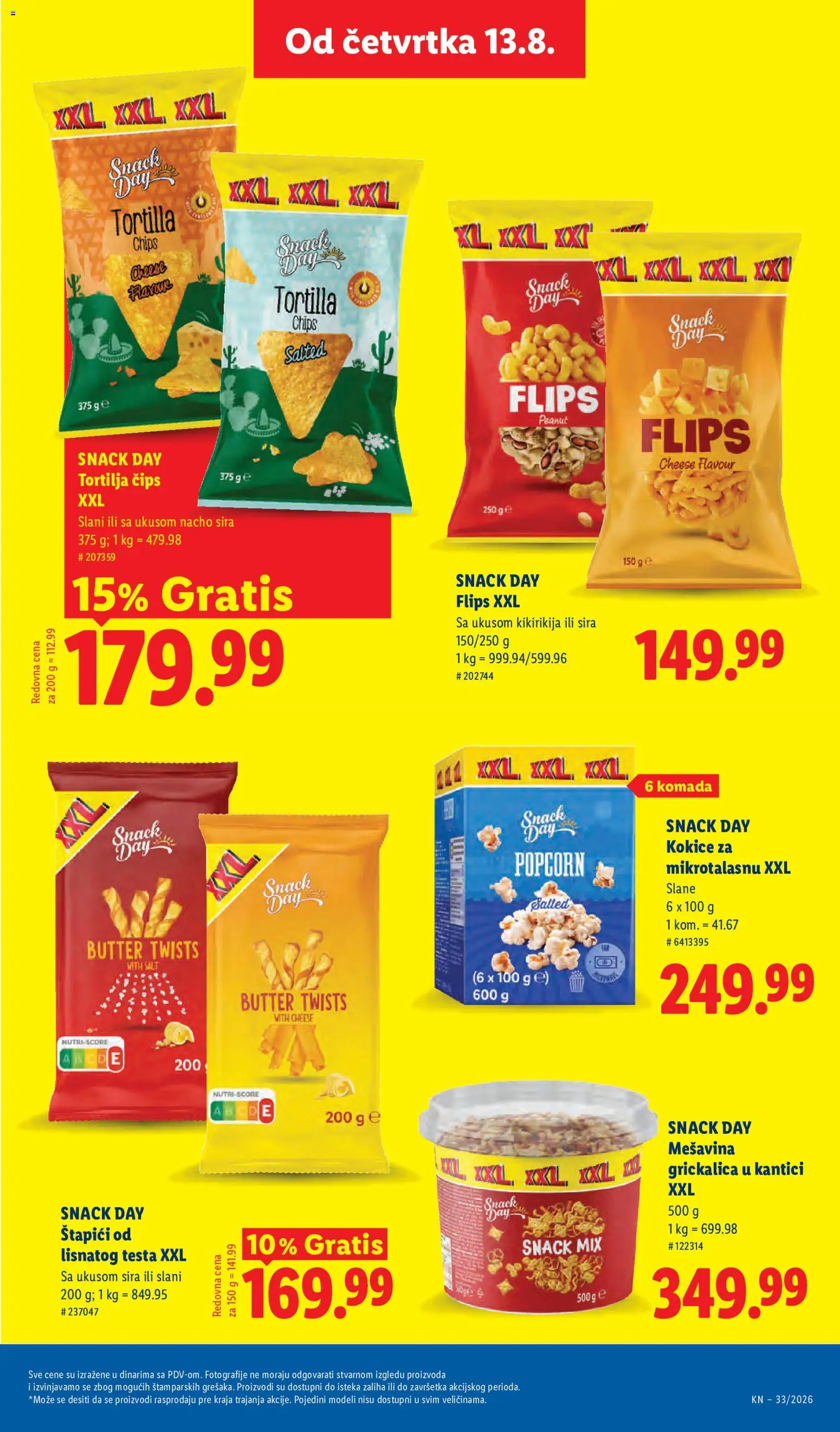 Lidl katalog - važi od 13.08.2026 | Strana: 65 | Proizvode: Čips, Tortilja, Tortilja čips, Popcorn