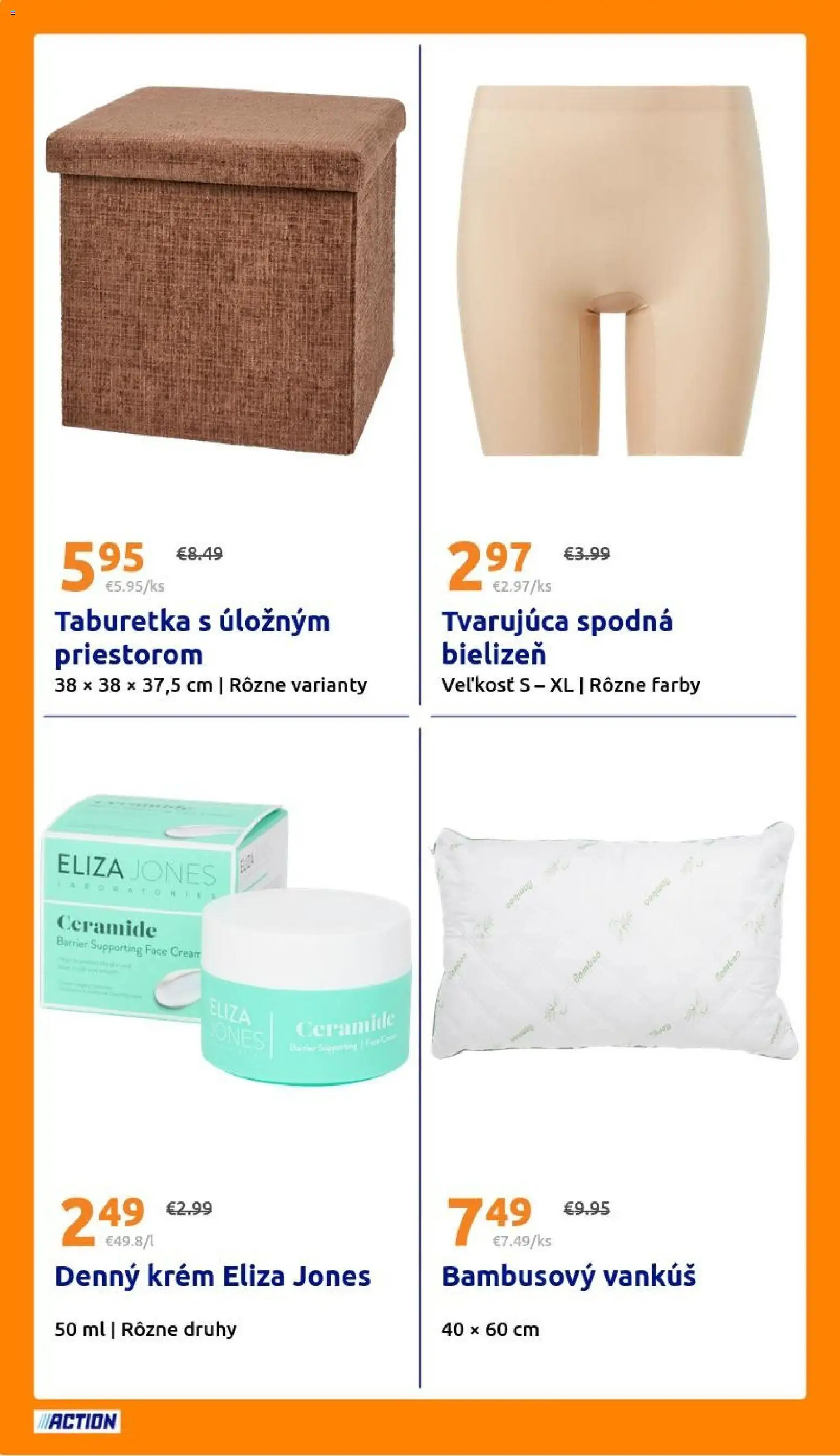 Nové Action akcie – leták je platný od 08.07.2026 | Strana: 24 | Produkty: Vankúš, Taburetka, Krém