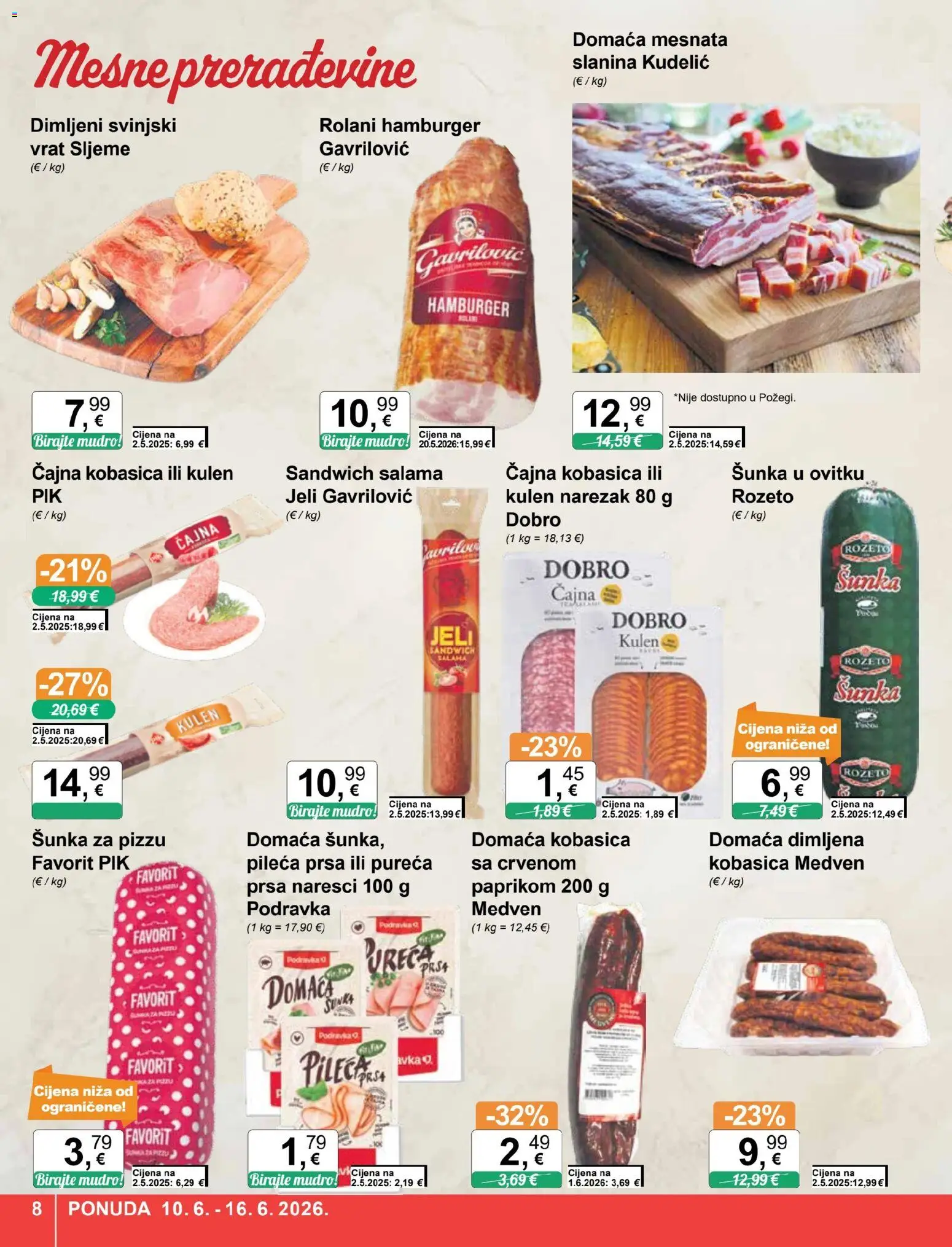 KTC katalog | vrijedi od 10.06.2026 | Stranica: 8 | Proizvodi: Salama, Šunka, Narezak, Pileća prsa