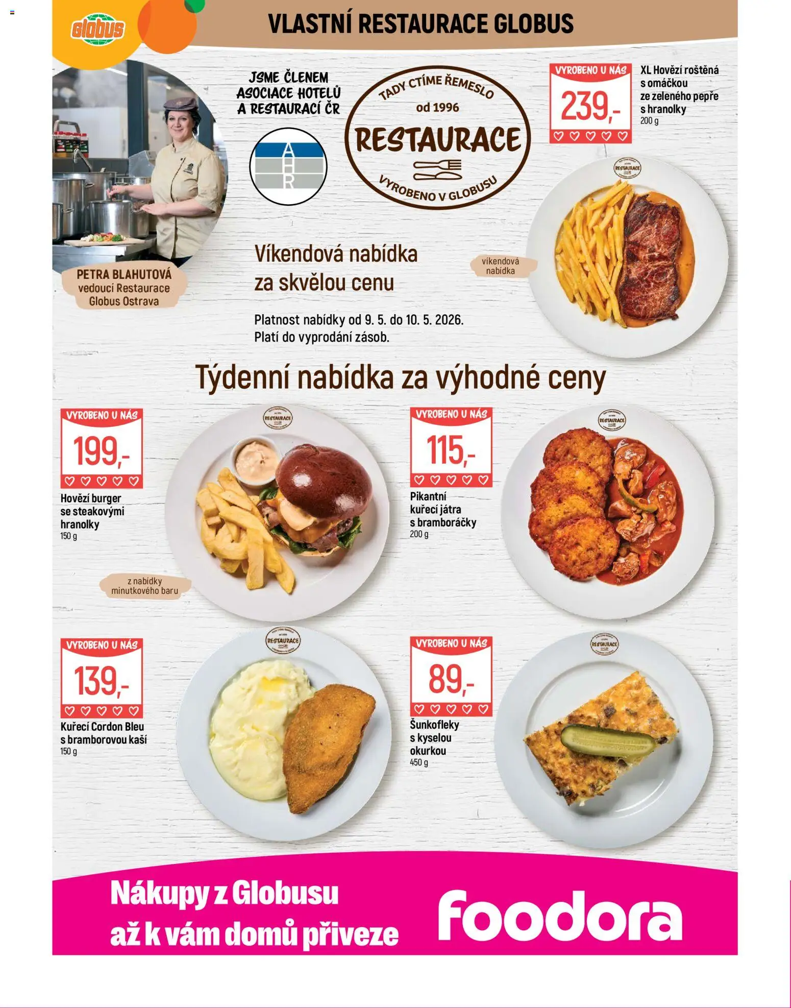 Globus leták - Ostrava od 06.05.2026 | Strana: 7 | Produkty: Globus, Hovězí roštěná, Hovězí burger, Kuřecí Játra
