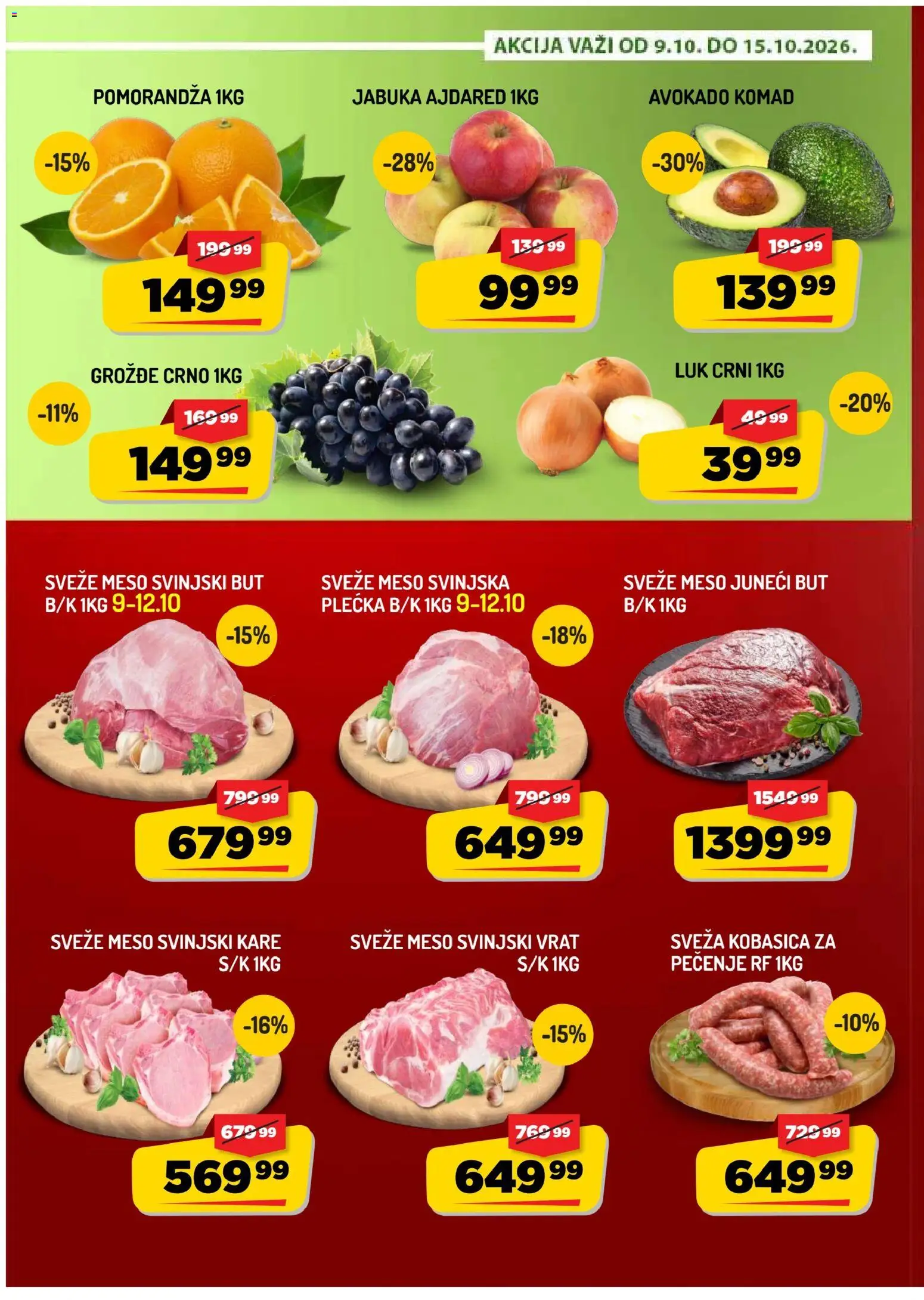 Aman katalog - važi od 09.10.2026 | Strana: 2 | Proizvode: Svinjski kare, Grožđe, Luk, Vrat