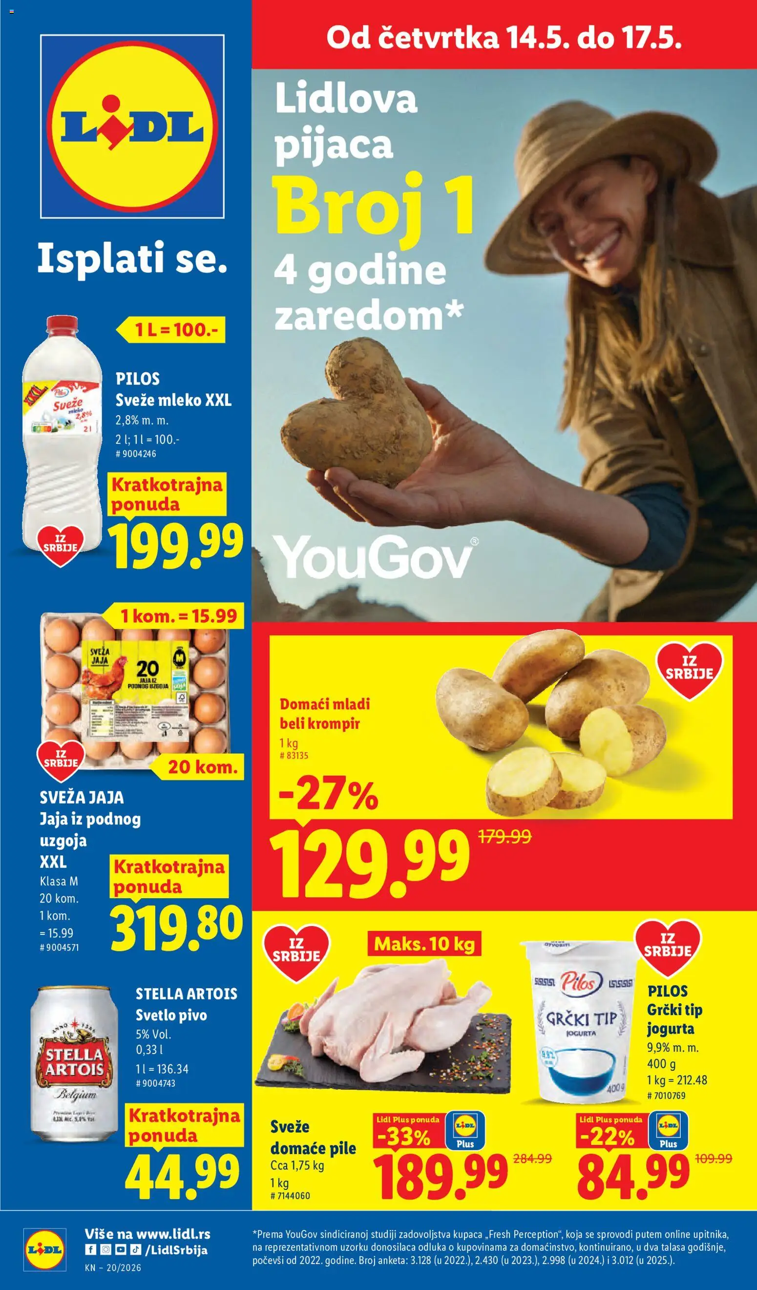 Lidl katalog - važi od 14.05.2026 | Strana: 1 | Proizvode: Sveže mleko, Krompir, Pile, Beli krompir
