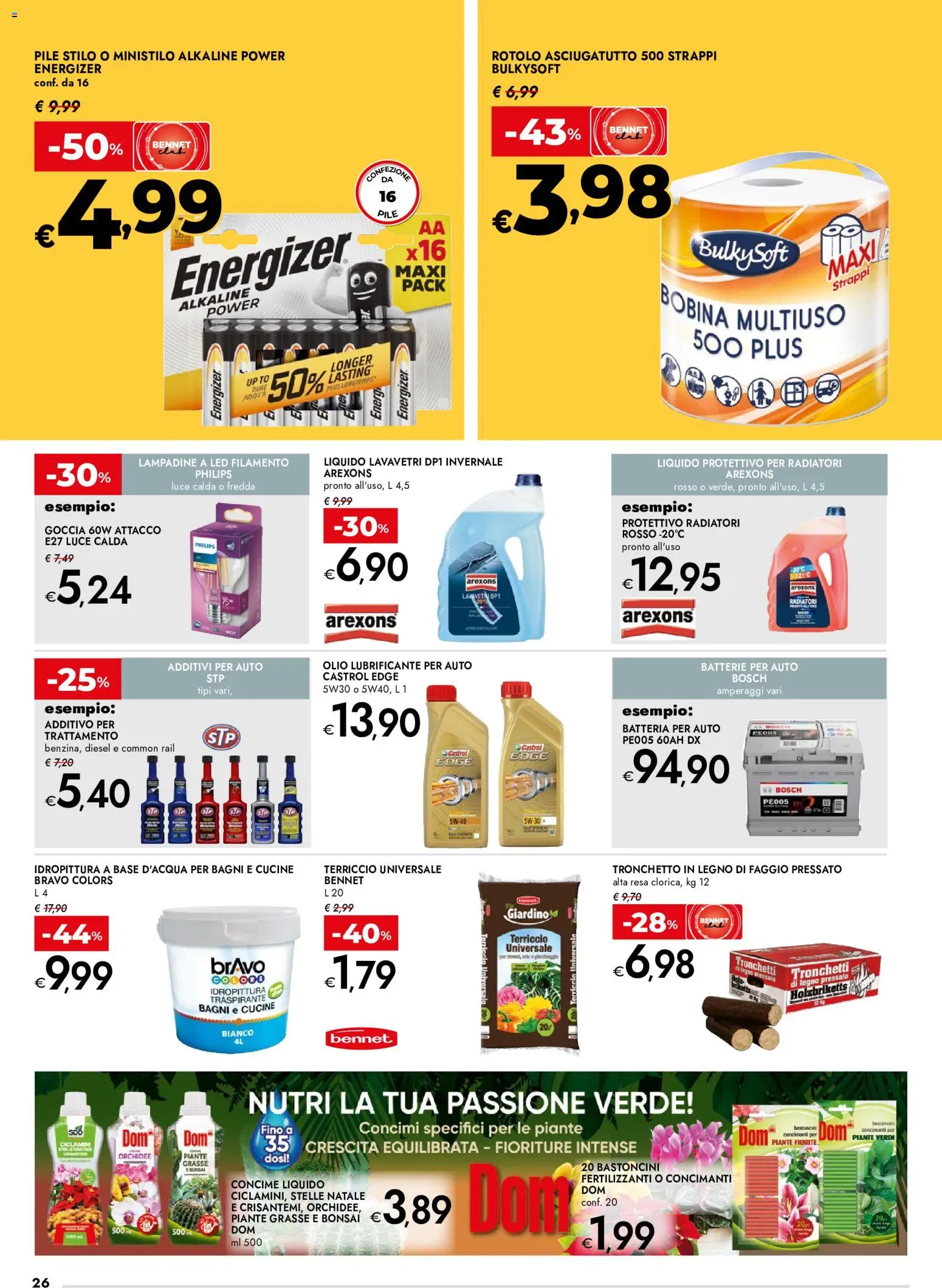 Volantino bennet del 22/10/2026 | Pagina: 26 | Prodotti: Pile, Batteria per auto, Olio, Lavavetri