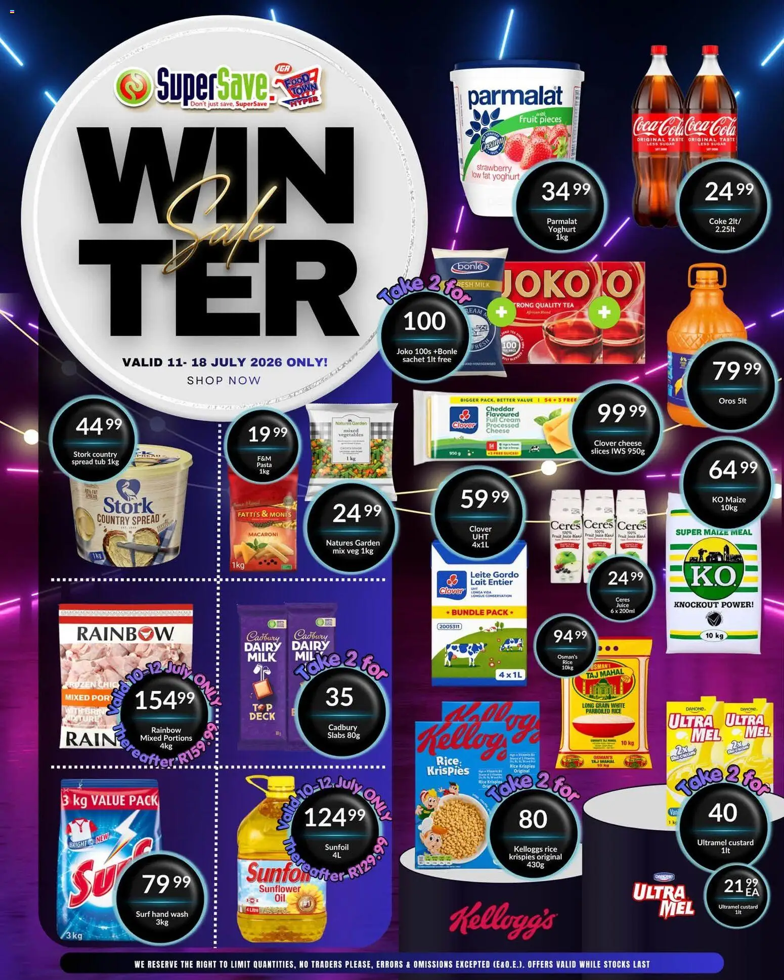 New Super Save catalogue – valid from 11/07/2026 | Page: 1 | Products: Custard, Coke, Maize meal, Milk