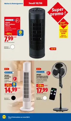 LIDL - Prévisualisation de TRONIC Mini-ventilateur colonne, 3 vitesses de ventilation et oscillation. L'unité au choix. valide à partir de 18.06.2026 | Page: 36