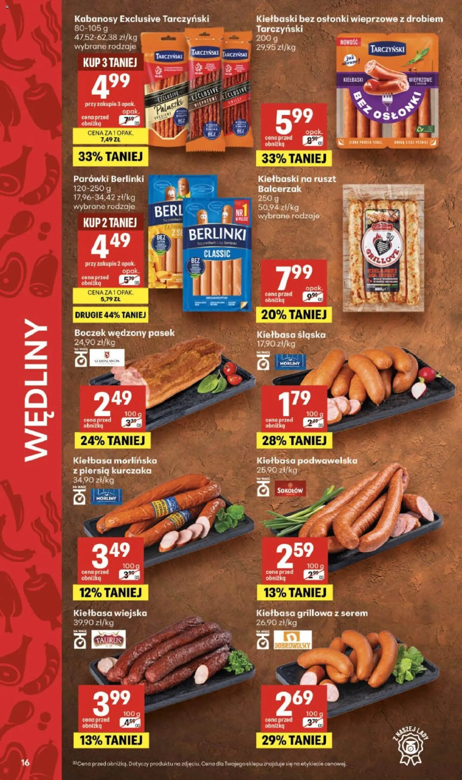 Delikatesy Centrum gazetka od 09.07.2026 | Strona: 16 | Produkty: Kabanosy, Boczek wędzony, Boczek, Paluszki