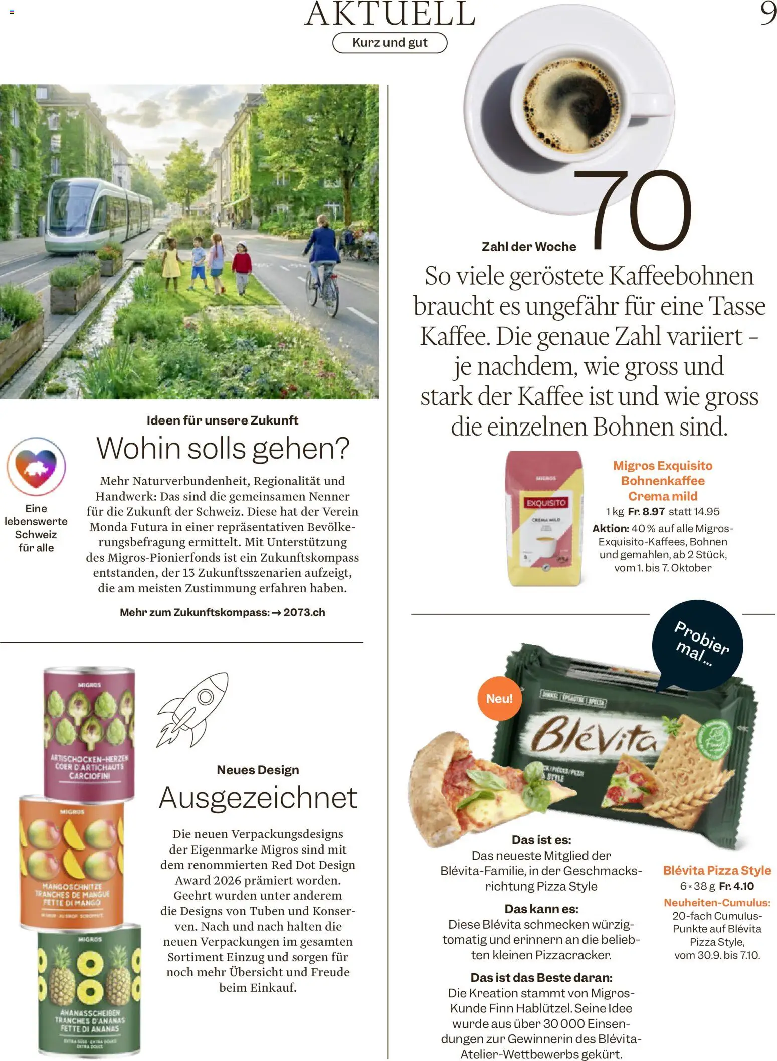Migros aktionen Magazin – gültig ab 30.09.2026 | Seite: 9 | Produkte: Kaffee, Pizza, Ananas, Mango