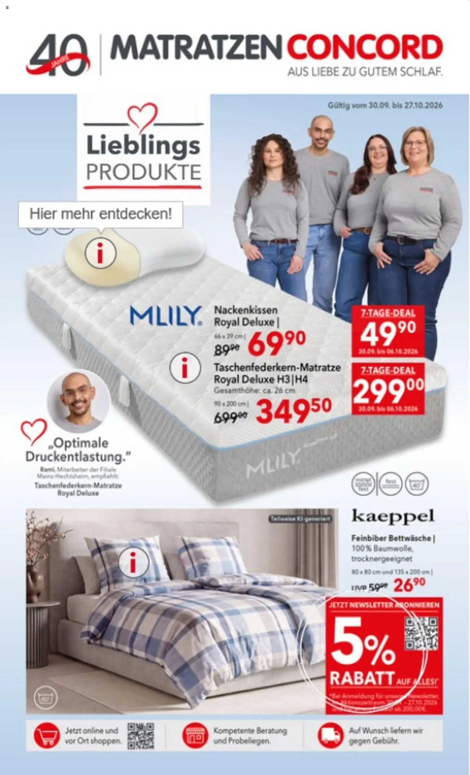 Matratzen Concord Prospekt – gültig ab 01.10.2026 | Seite: 1 | Produkte: Bettwäsche