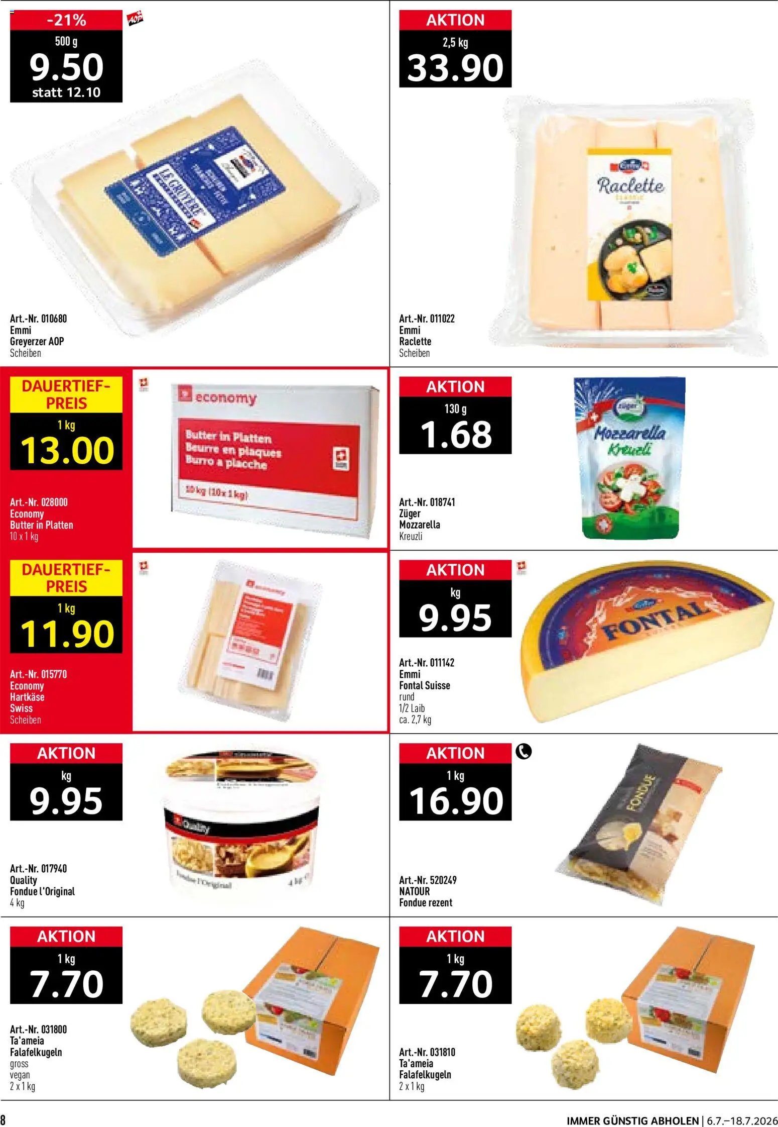 Prodega Aktionen Take Away – gültig ab 06.07.2026 | Seite: 8 | Produkte: Butter, Raclette, Fondue