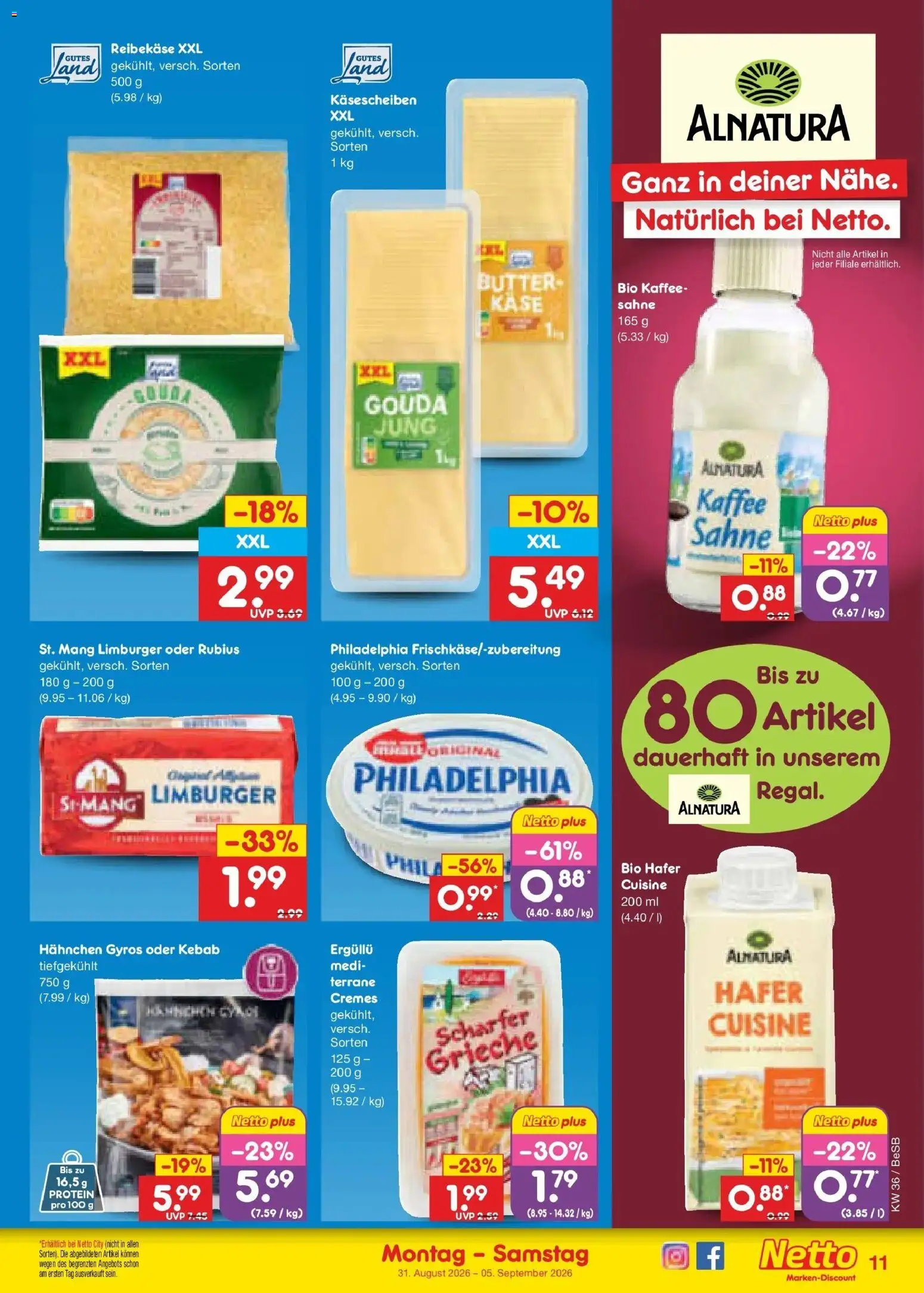 Netto Marken-Discount Prospekt Kremmen (ab 31.08.2026) » Angebote | Seite: 13 | Produkte: Butter, Käse, Kaffee, Sahne