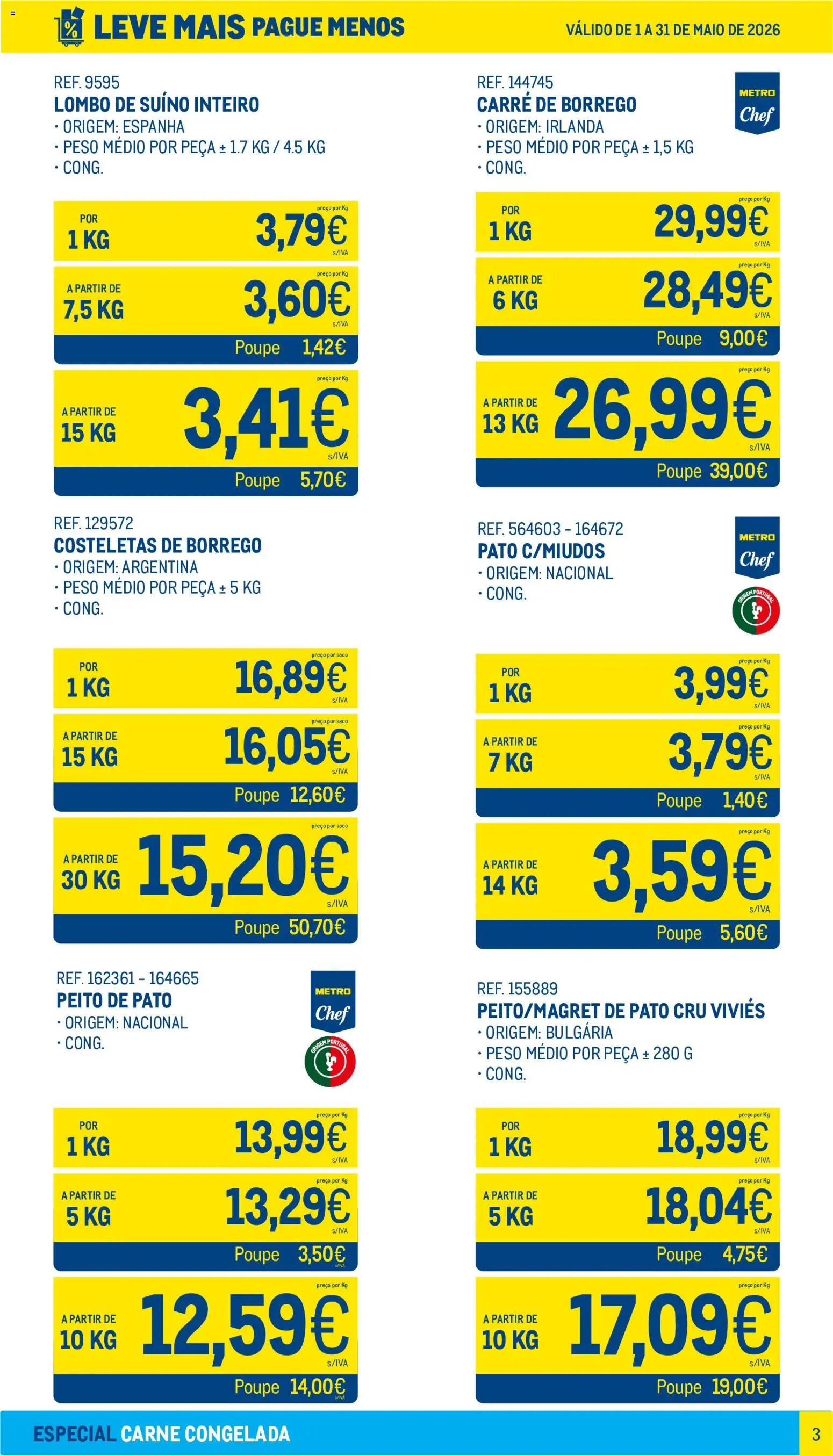 Makro Leve Mais Pague Menos - Carne Congelada │ válido de 01.05.2026 | Página: 3 | Produtos: Lombo, Carne