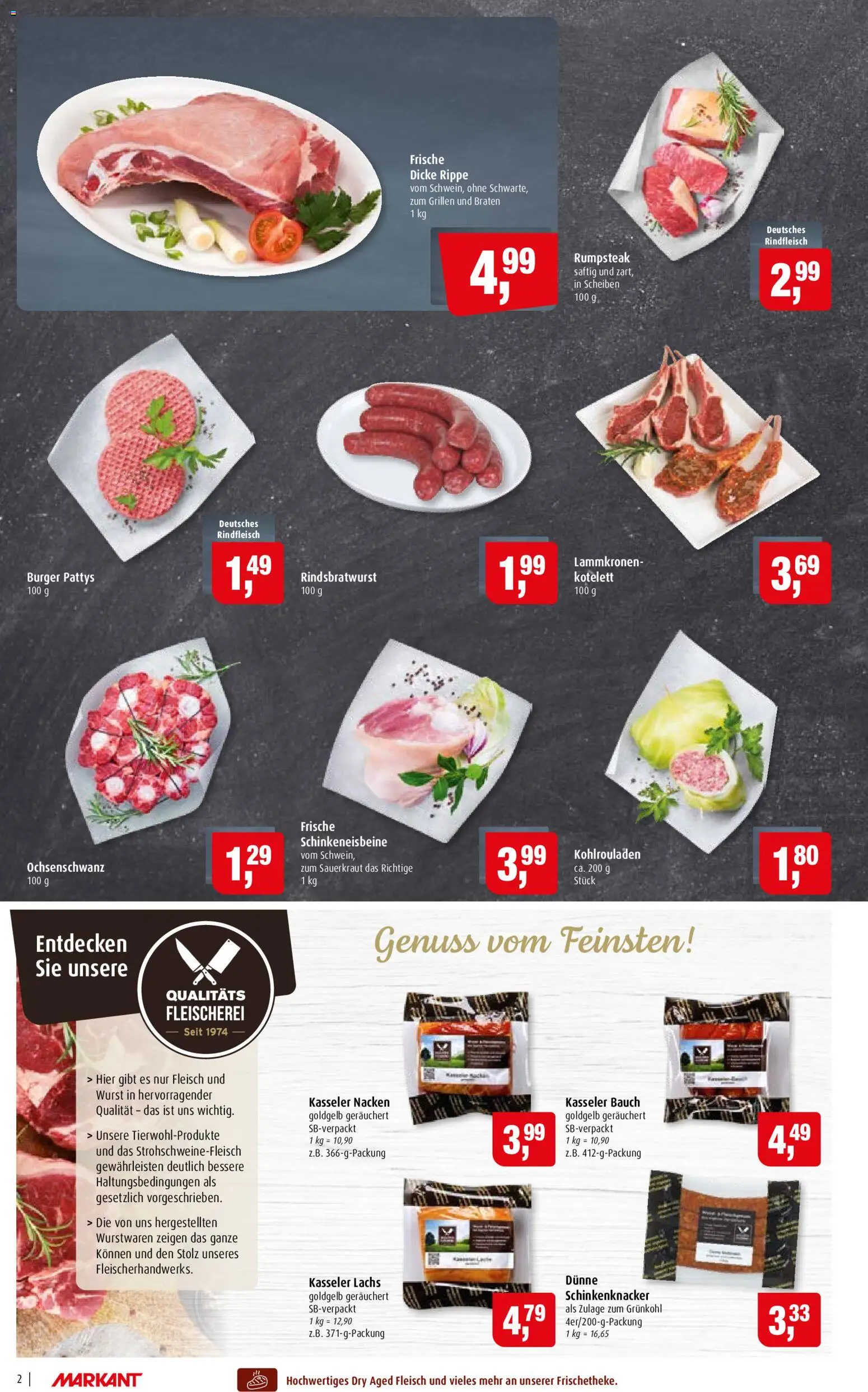 Markant Prospekt – gültig ab 05.10.2026 | Seite: 2 | Produkte: Rumpsteak, Kasseler nacken, Wurst, Fleisch