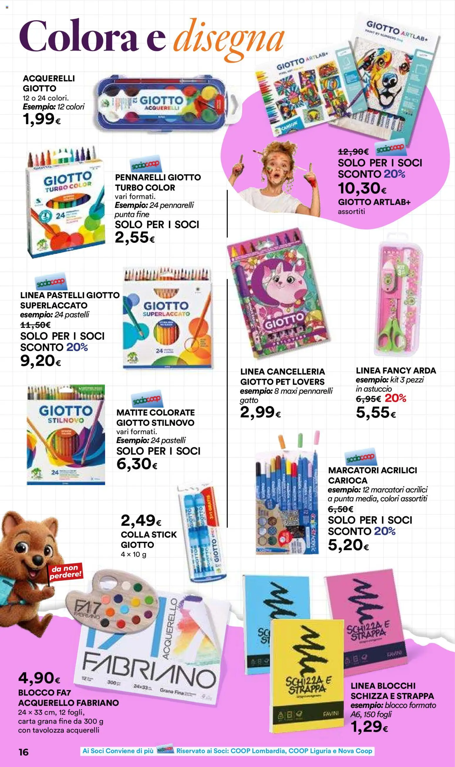 Volantino Ipercoop del 09/07/2026 | Pagina: 16 | Prodotti: Astuccio, Matite colorate, Pennarelli, Pastelli