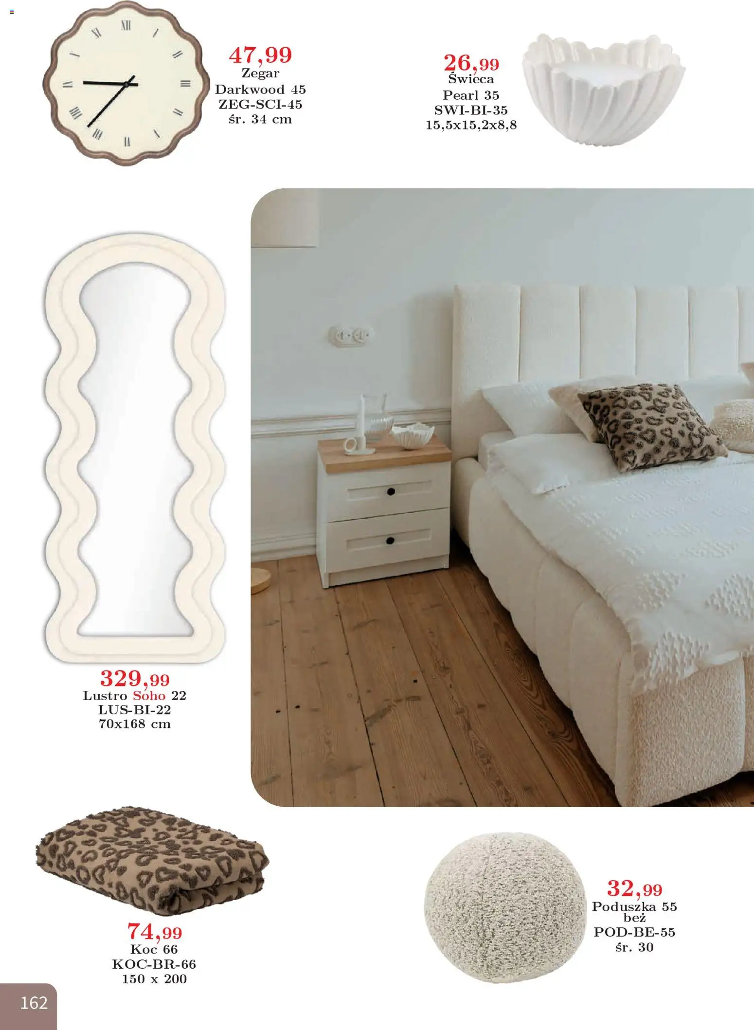 Bodzio Katalog od 01.04.2026 | Strona: 162 | Produkty: Zegar, Poduszka, Koc, Lustro