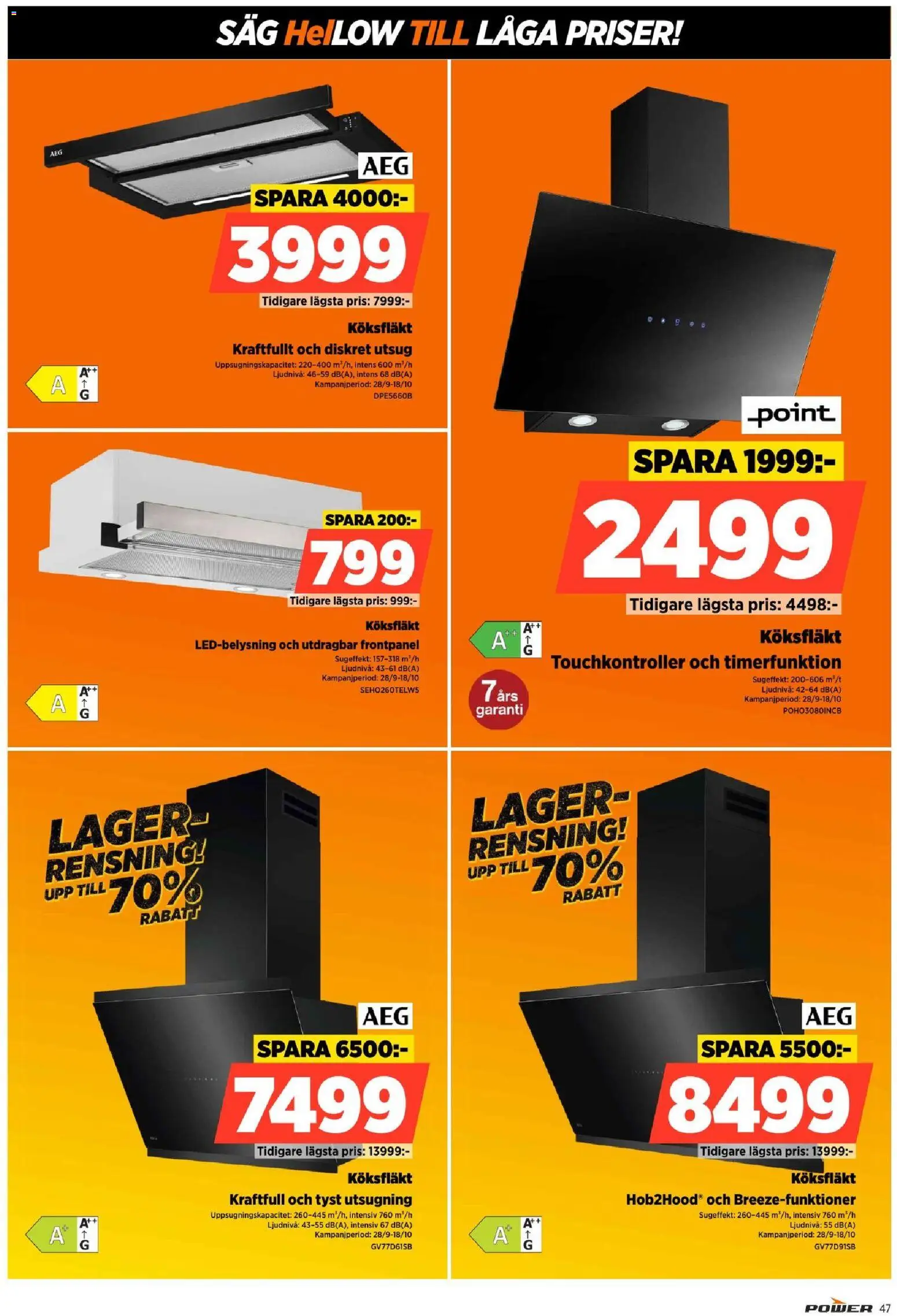 Power reklamblad aktuell från 12/10/2026 | Sida: 47 | Produkter: Köksfläkt, Såg