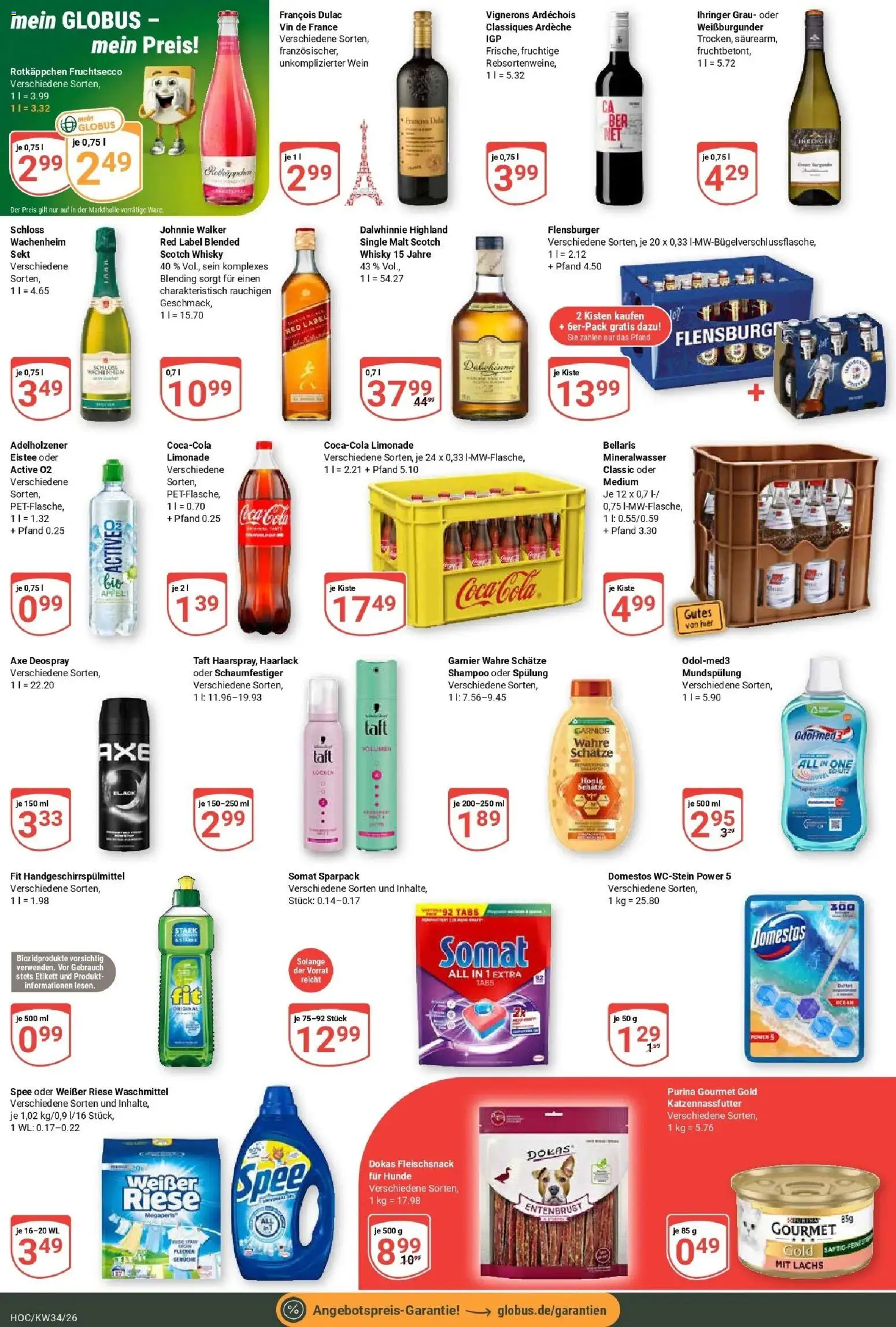 Globus Prospekt Hockenheim (ab 17.08.2026) » Angebote online | Seite: 4 | Produkte: Limonade, Mineralwasser, Flensburger, Waschmittel
