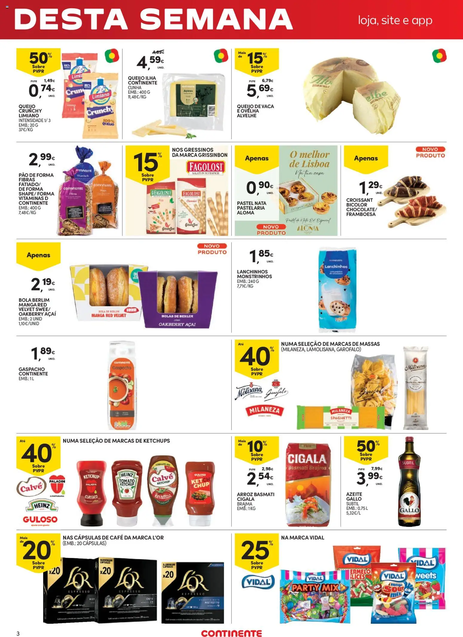Continente Fim de Semana à Continente │ válido de 26/06/2026 | Página: 3 | Produtos: Pão de forma, Queijo, Arroz, Nata
