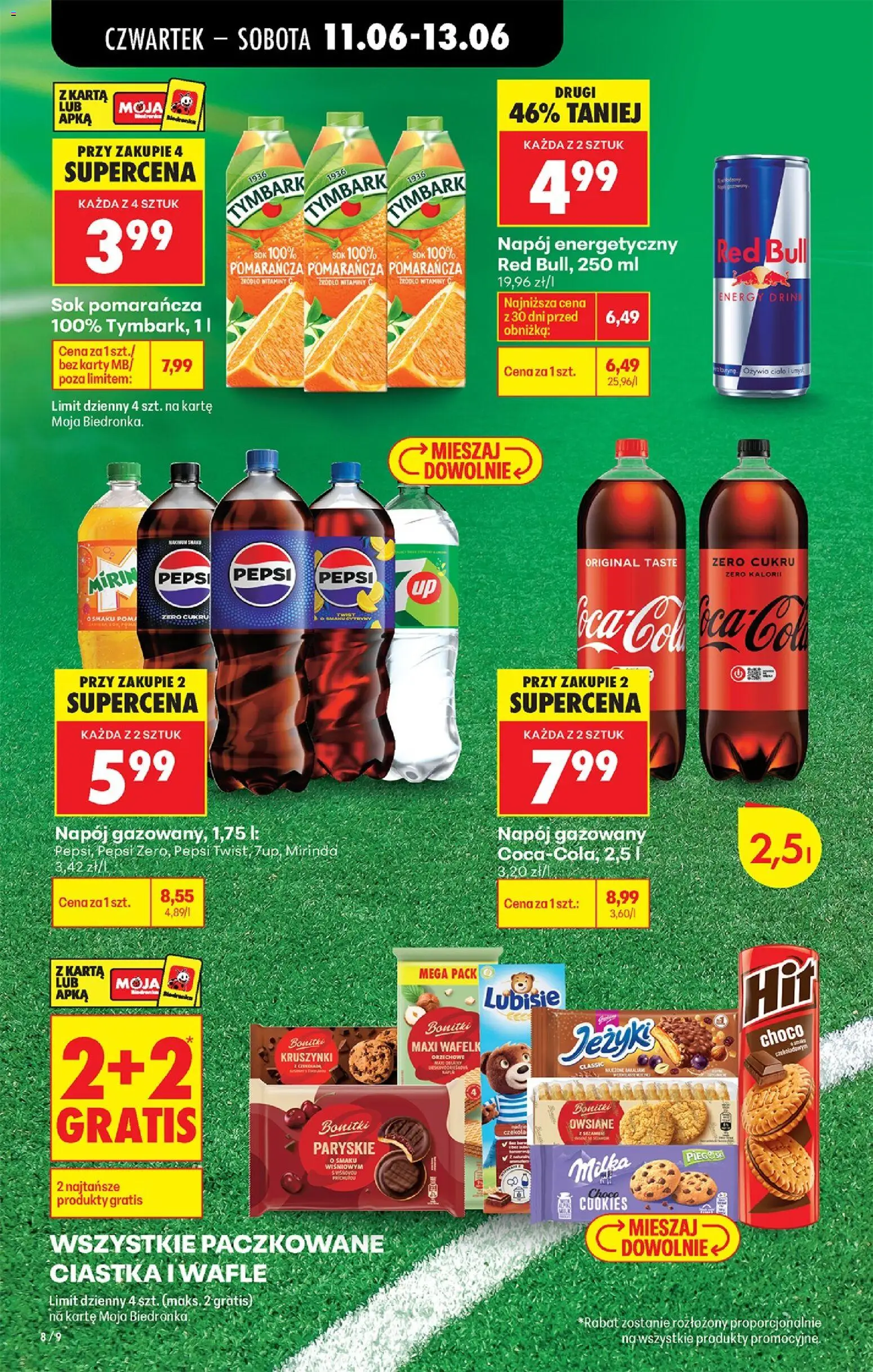 Biedronka gazetka od czwartku od 11.06.2026 | Strona: 10 | Produkty: Karta, Wafle, Sok pomarańczowy, Sok