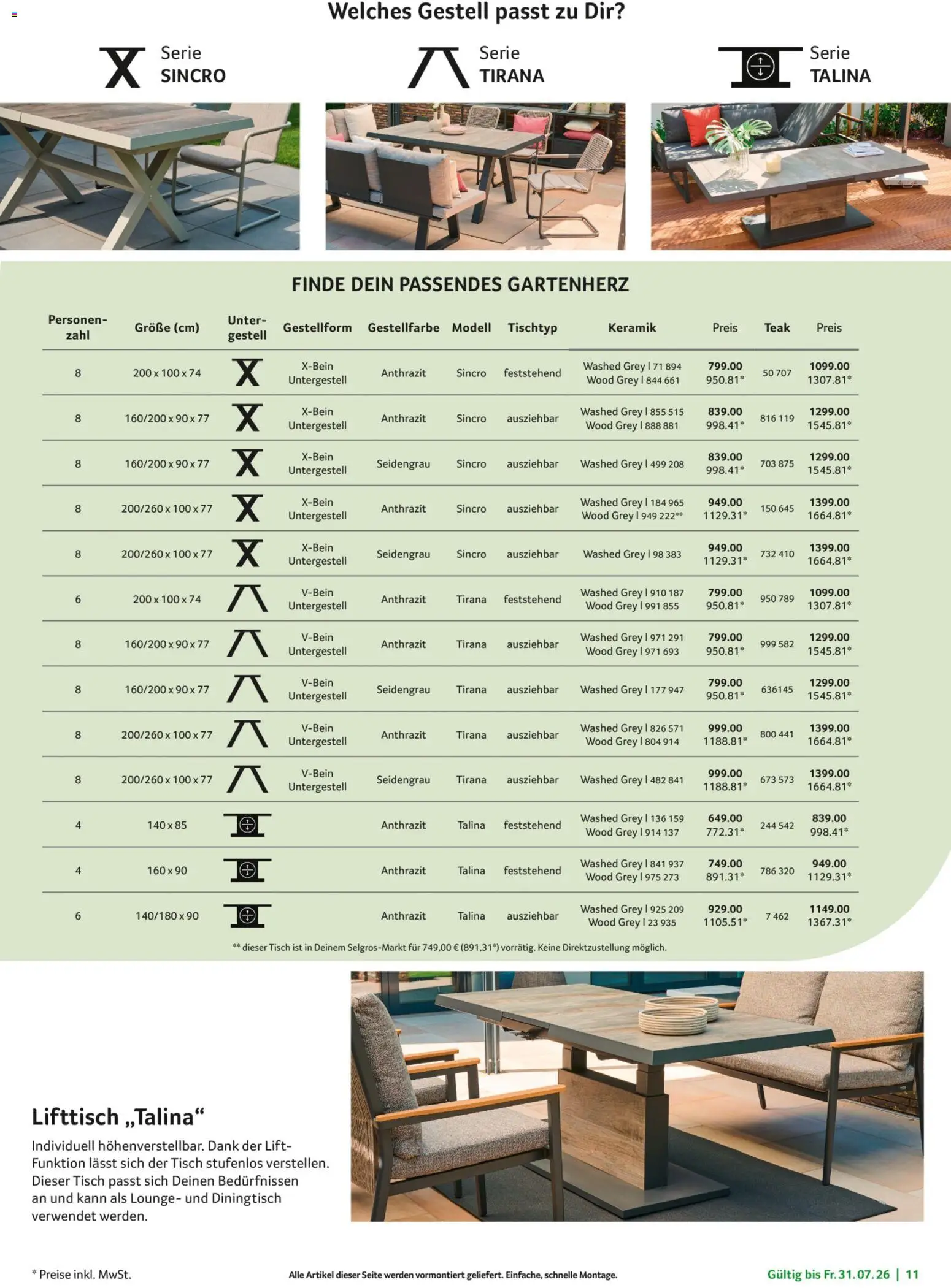 Selgros Garten Exklusiv – gültig ab 19.03.2026 | Seite: 11 | Produkte: Tisch