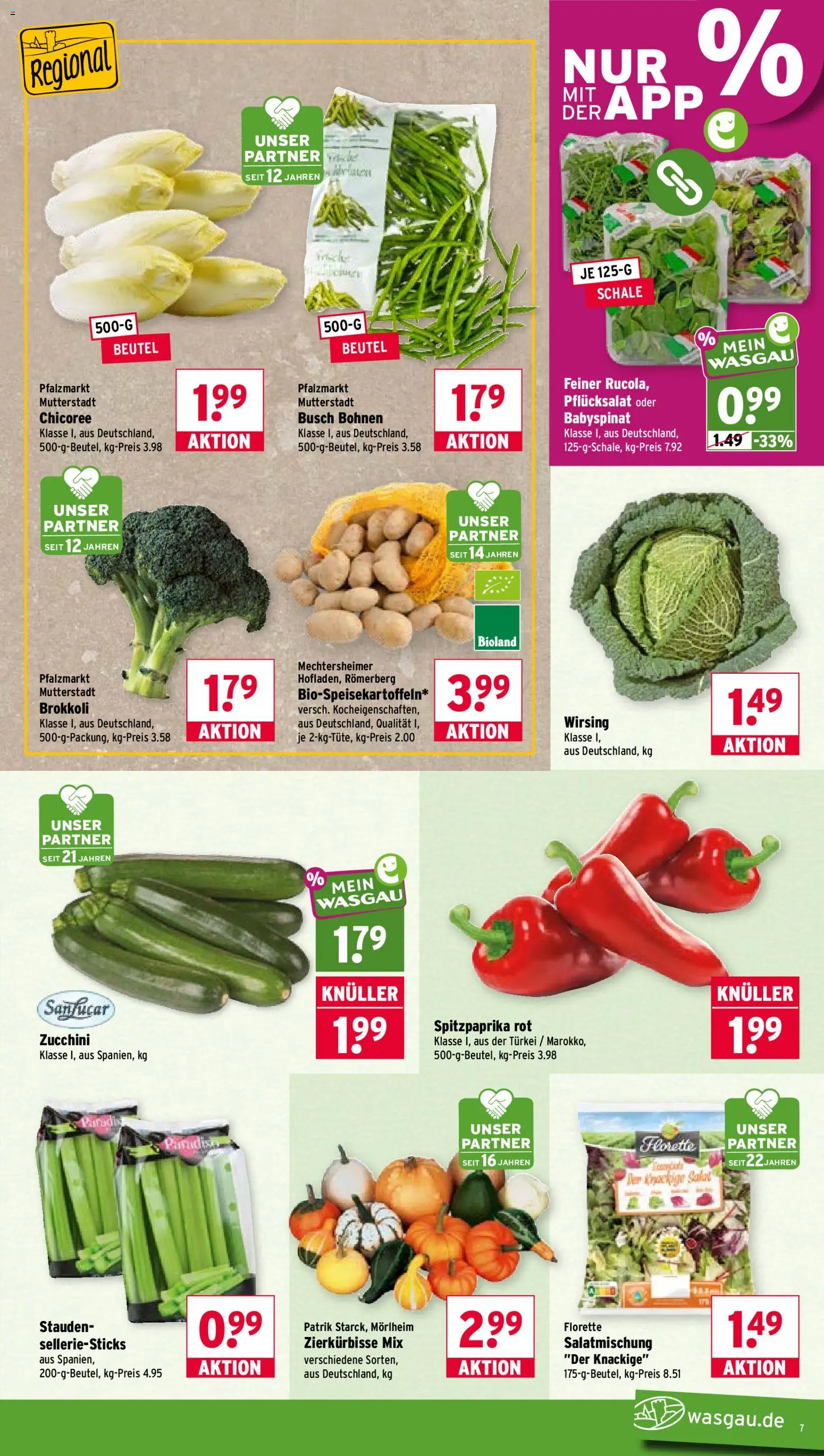Wasgau Prospekt – gültig ab 05.10.2026 | Seite: 7 | Produkte: Brokkoli, Zucchini