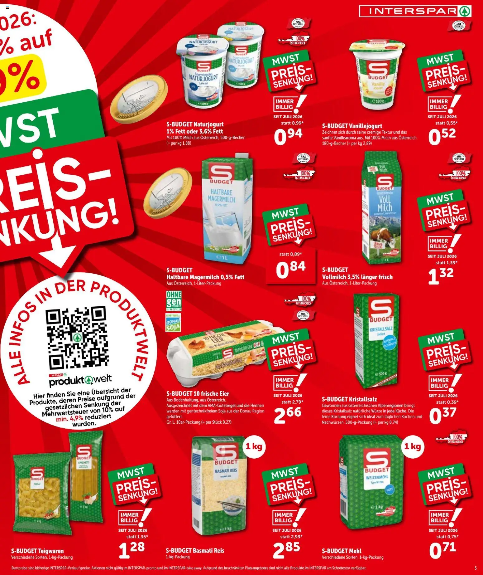 Interspar - Flugblatt gültig ab 01.07.2026 | Seite: 5 | Produkte: Eis, Milch, Eier, Reis