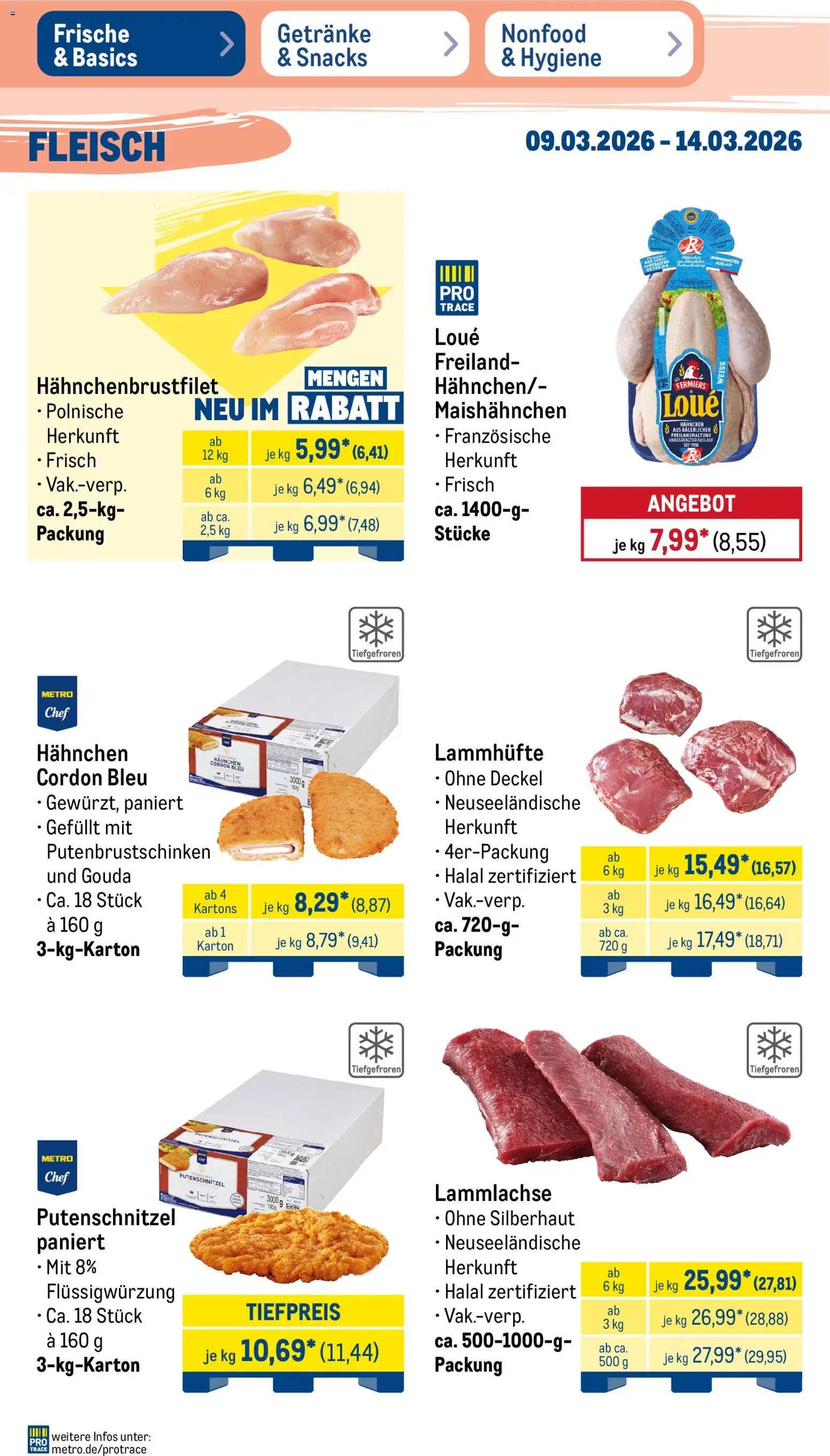 Metro Prospekt 	 – gültig ab 09.03.2026 | Seite: 8 | Produkte: Hahnchen, Gouda, Putenschnitzel, Getreide