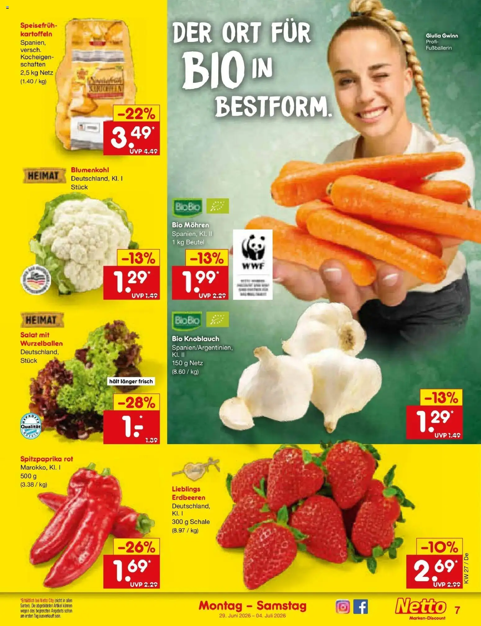 Netto Marken-Discount Prospekt Waiblingen-Bittenfeld – gültig ab 29.06.2026 | Seite: 9 | Produkte: Mohren, Kartoffeln, Knoblauch, Salat