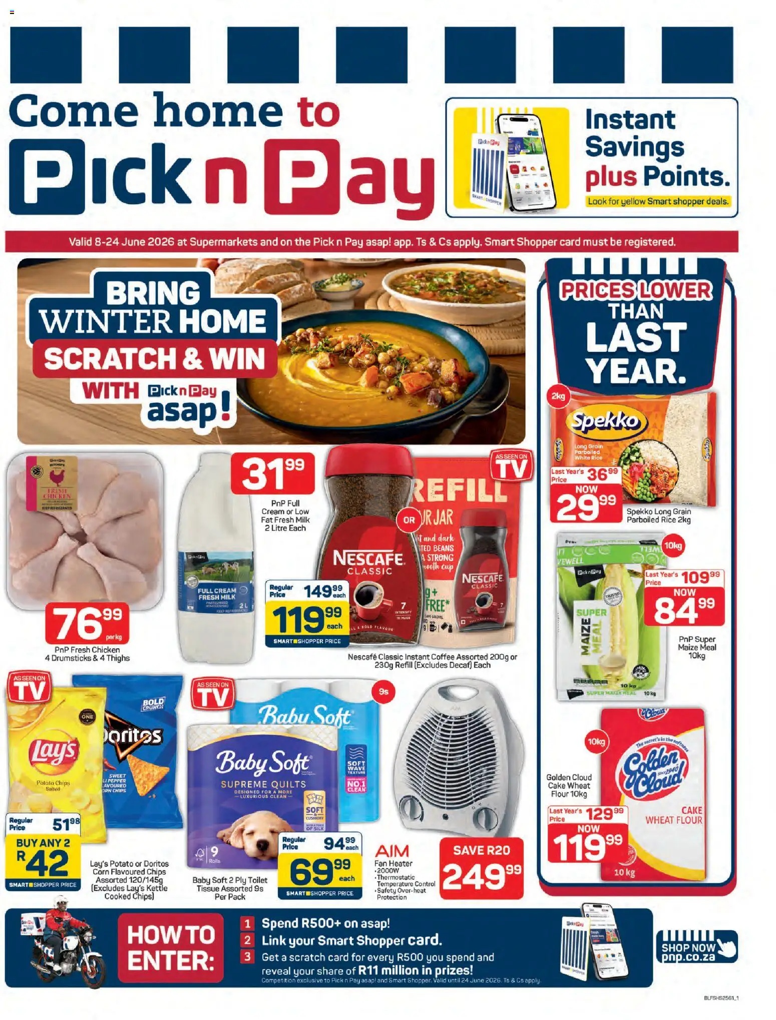 New Pick n Pay catalogue – valid from 08.06.2026 | Page: 1 | Products: Cake, Maize meal, Cream, Estuche organizador de viaje
