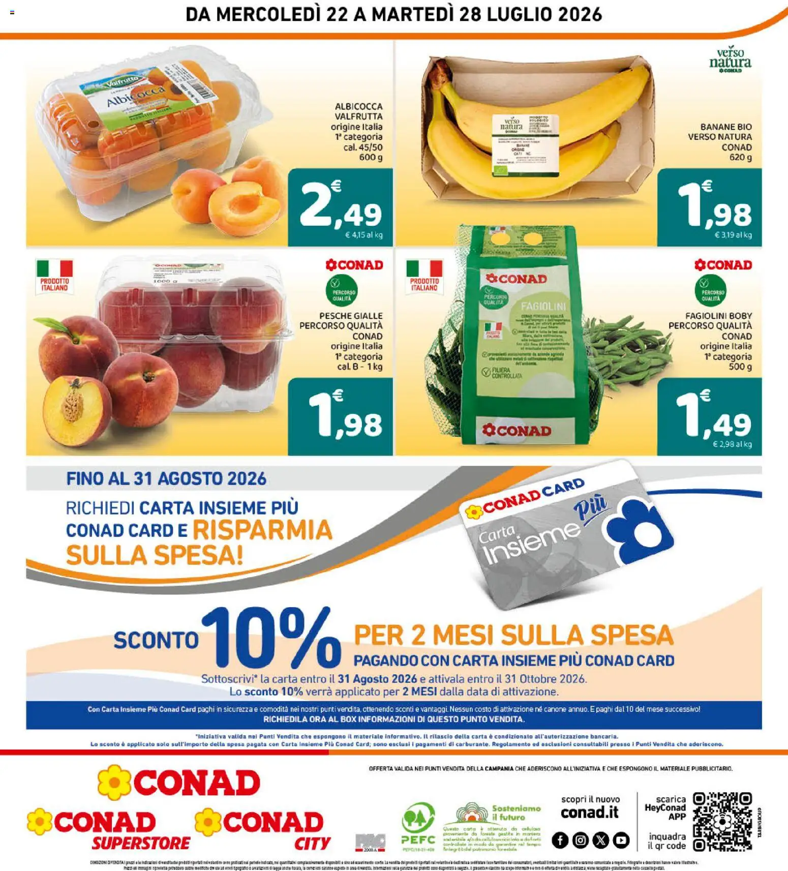 Volantino Conad del 22/07/2026 | Pagina: 8 | Prodotti: Banane, Data, Fagiolini