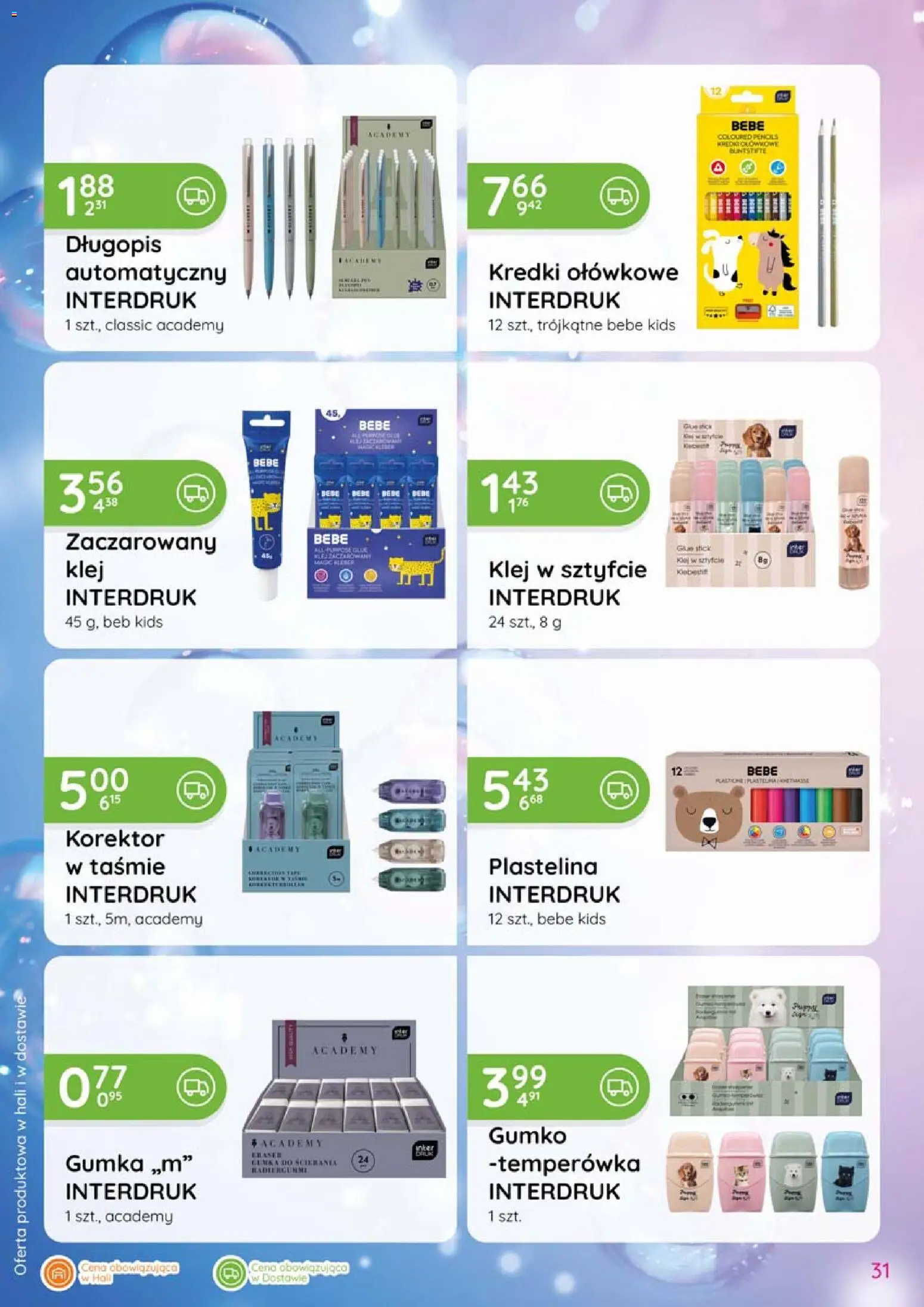 Eurocash gazetka - Katalog Chemiczny od 06.08.2026 | Strona: 31 | Produkty: Plastelina, Temperówka, Kredki, Korektor