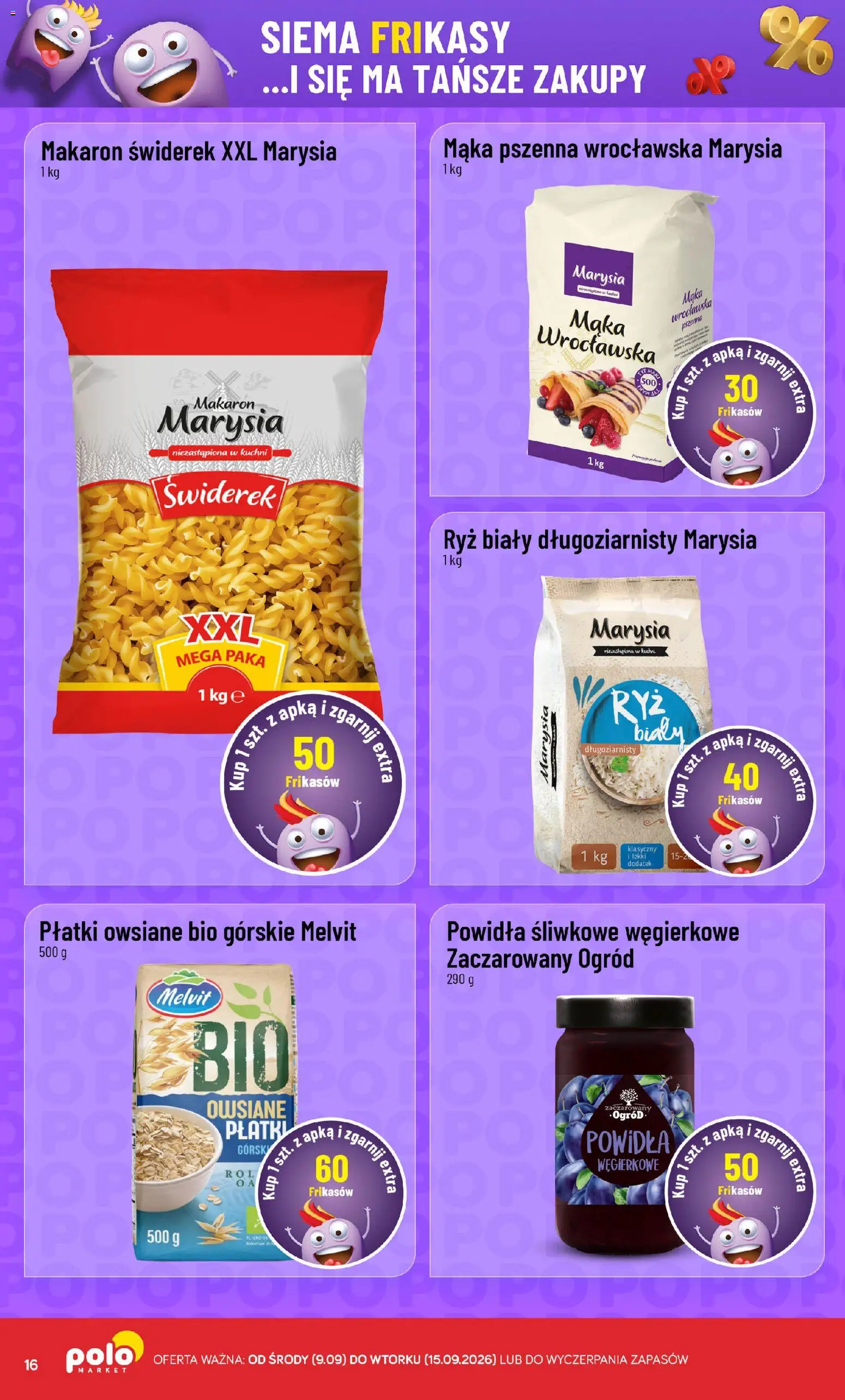 Nowa POLOmarket gazetka od jutra 09.09.2026 | Strona: 16 | Produkty: Płatki owsiane, Ryż, Płatki, Makaron