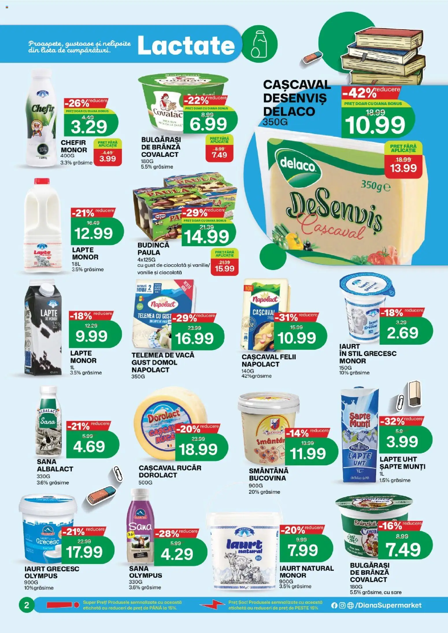 Noul catalog Diana – valabil de la 01.09.2026 | Pagină: 2 | Produse: Chefir, Iaurt, Pește, Smântână