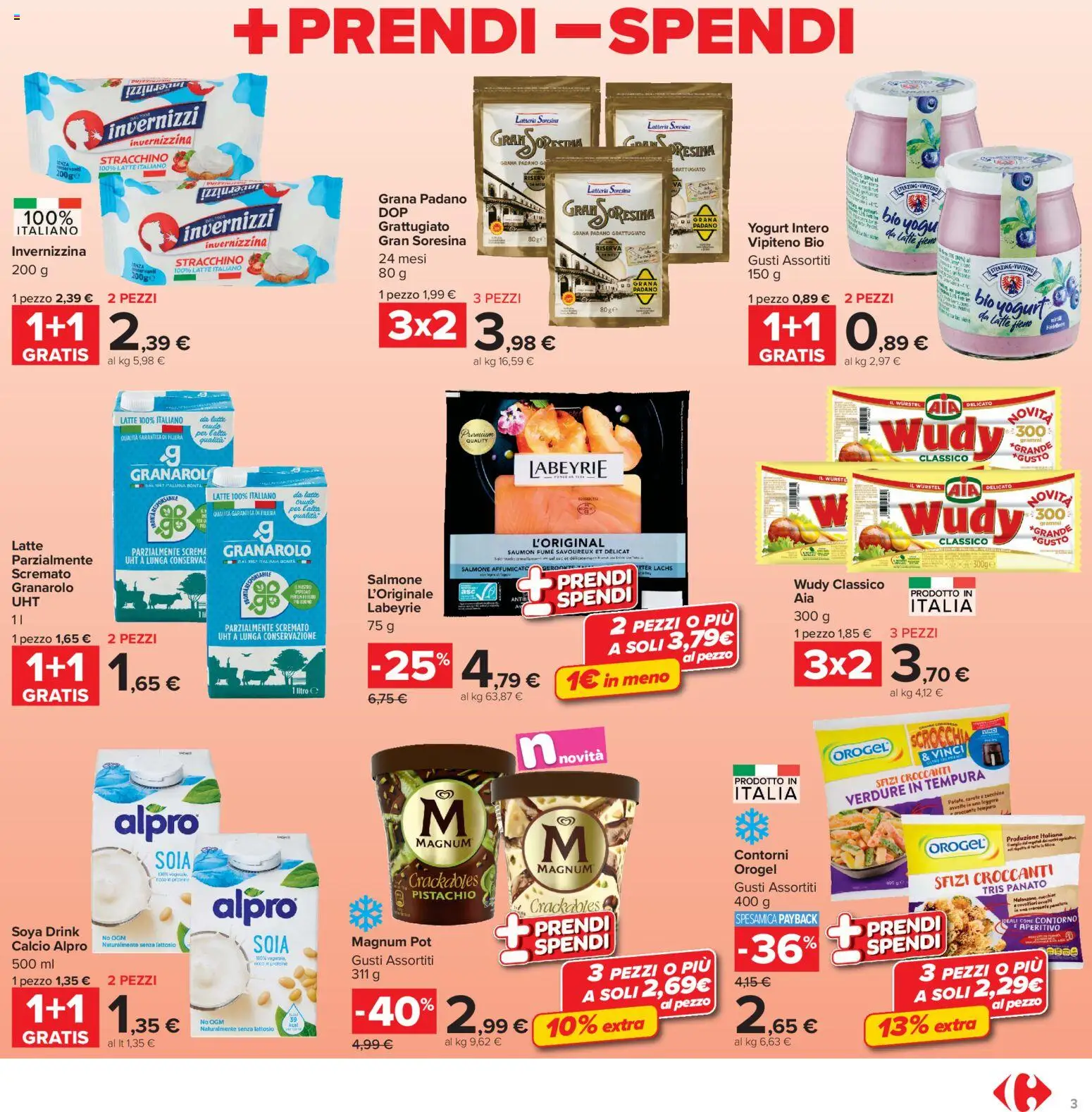 Volantino Carrefour del 13/07/2026 | Pagina: 3 | Prodotti: Yogurt, Grana Padano, Zucchine, Aperitivo