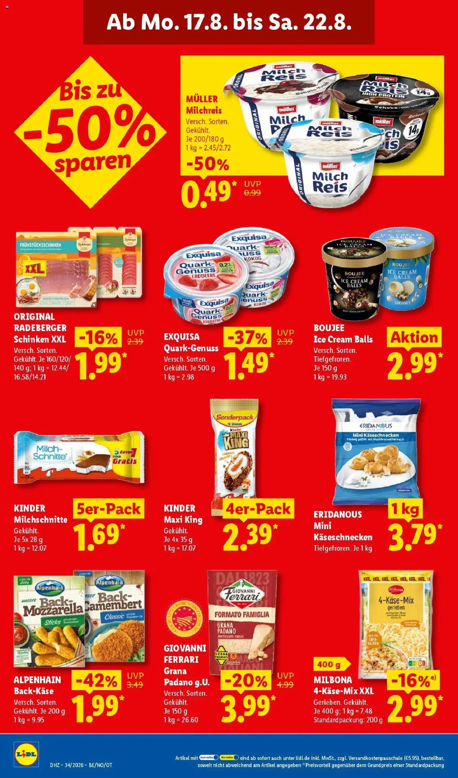 Lidl Prospekt Mahlow (ab 17.08.2026) zum Blättern » Angebote | Seite: 16 | Produkte: Grana Padano, Feta, Camembert, Reis