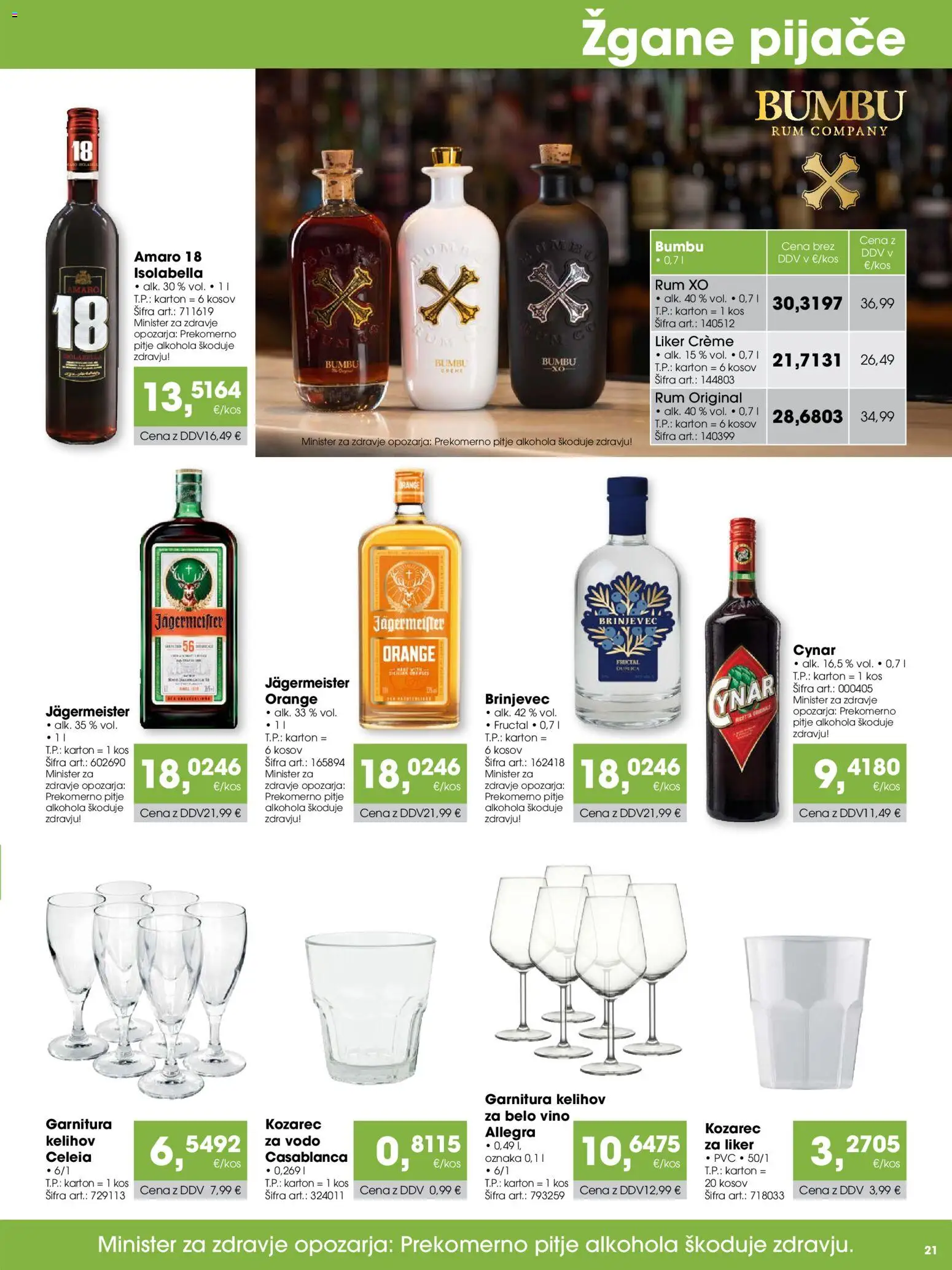 Novi Tuš katalog ponudbe – veljaven od 15.10.2026 | Stran: 21 | Izdelki: Kozarec, Belo vino, Jägermeister, Vino
