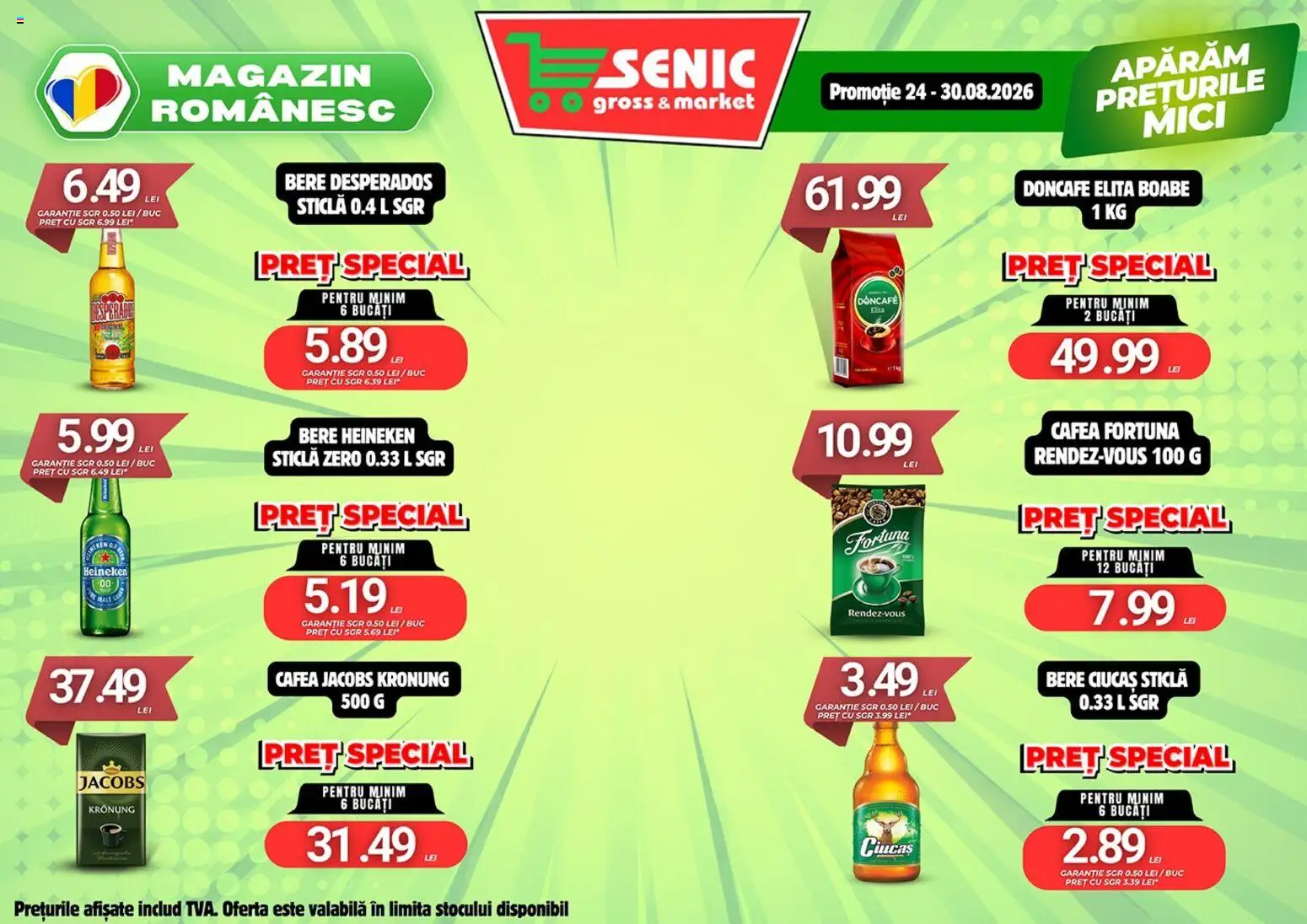 Noul catalog Senic – valabil de la 24.08.2026 | Pagină: 4 | Produse: Mici, Jacobs, Cafea, Desperados