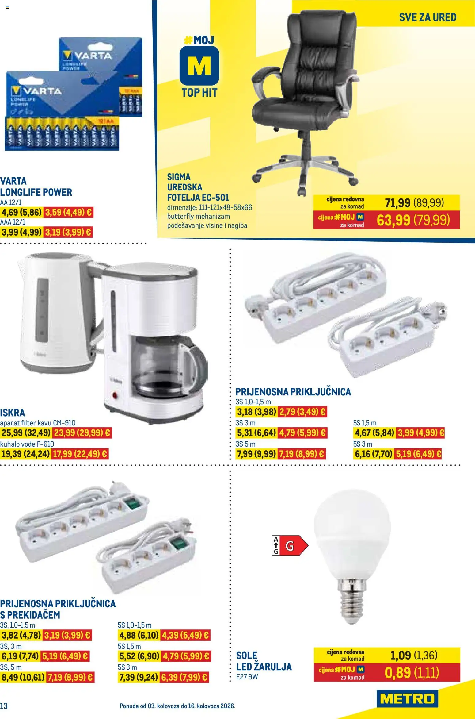 Metro katalog | vrijedi od 03.08.2026 | Stranica: 9 | Proizvodi: Kuhalo vode, Fotelja, Led