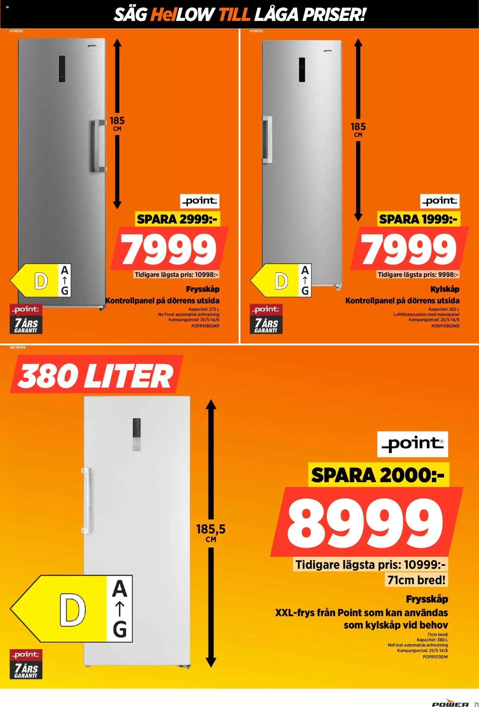 Power reklamblad aktuell från 08.06.2026 | Sida: 71 | Produkter: Såg, Kylskåp