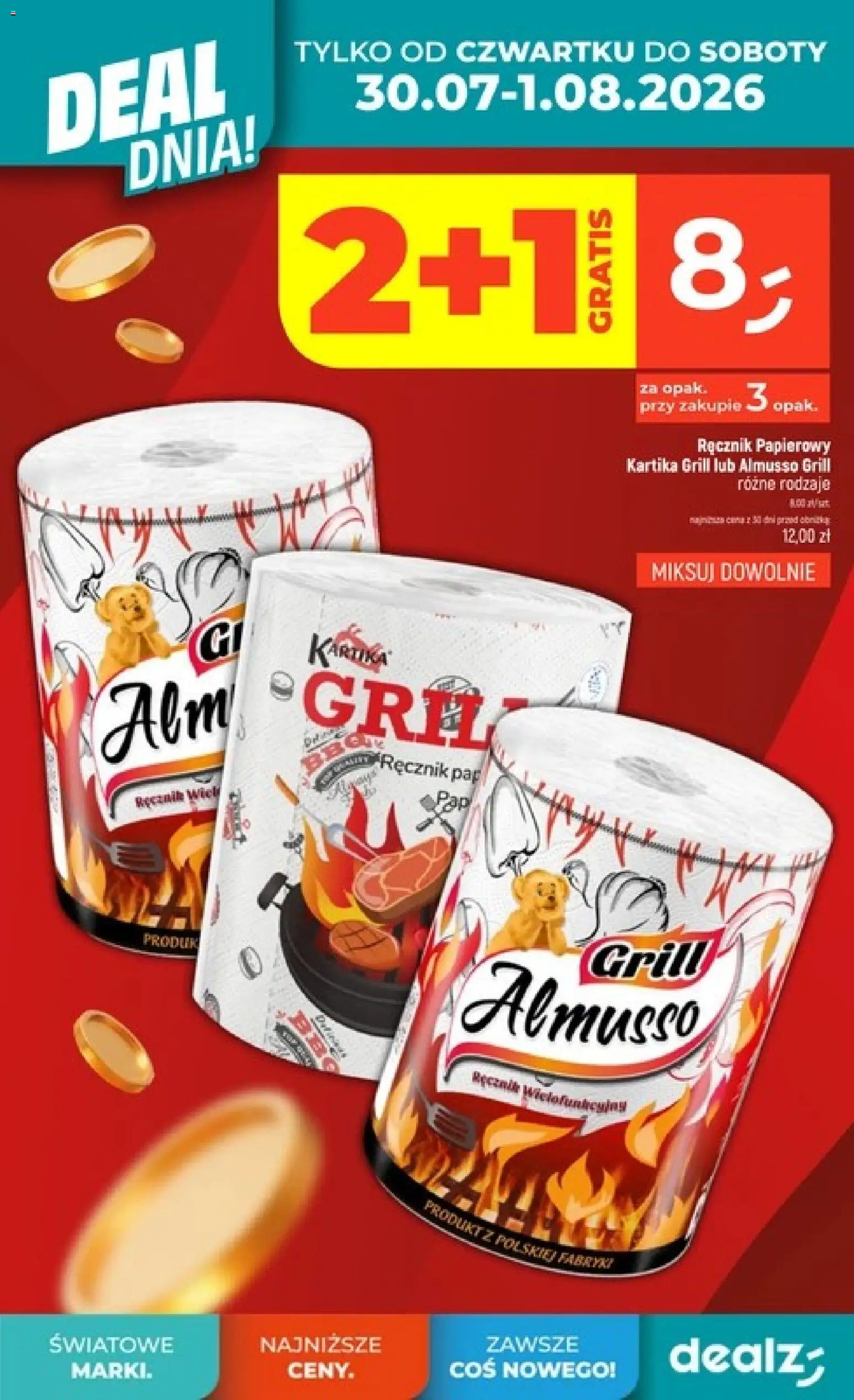 Dealz gazetka od 30.07.2026 | Strona: 2 | Produkty: Grill, Ręcznik papierowy