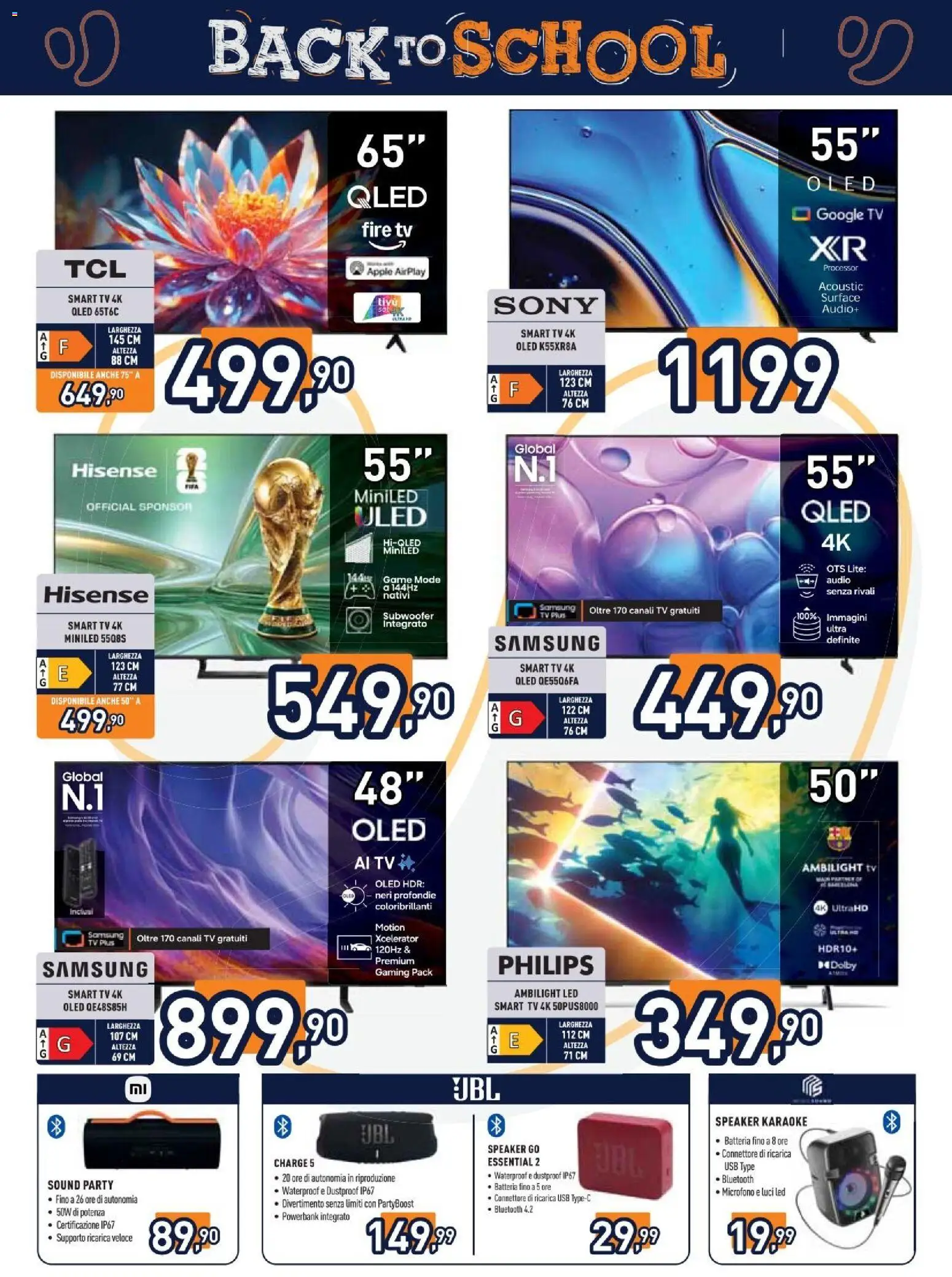Volantino Unieuro del 24/08/2026 | Pagina: 18 | Prodotti: TV, Connettore, Microfono, Speaker