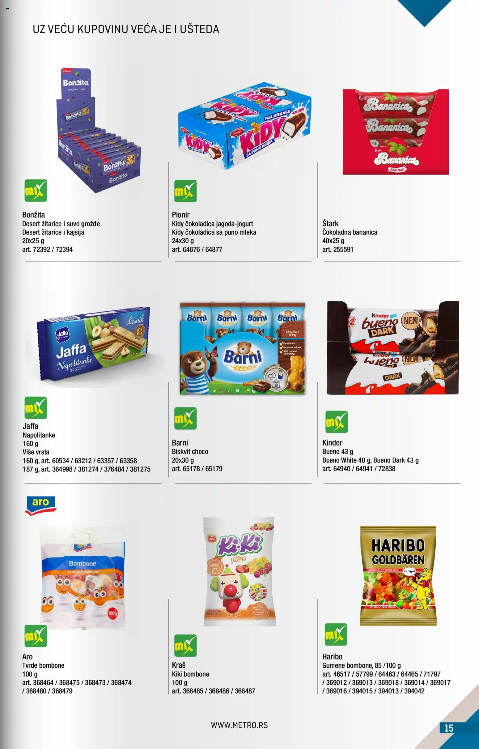 Metro katalog - važi od 01.08.2026 | Strana: 15 | Proizvode: Bombone, Žitarice, Kajsija, Napolitanke