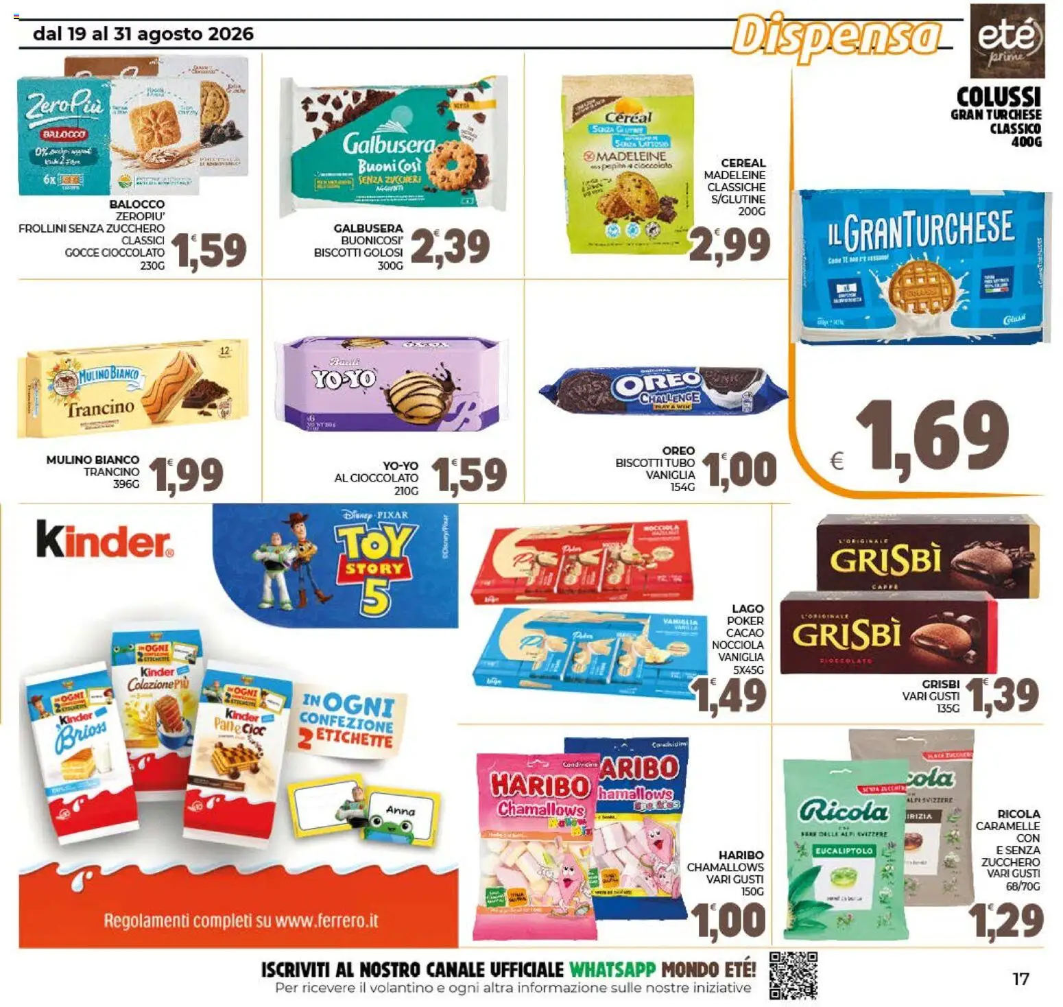 Volantino Eté del 19/08/2026 | Pagina: 17 | Prodotti: Caramelle, Biscotti, Oreo, Frollini