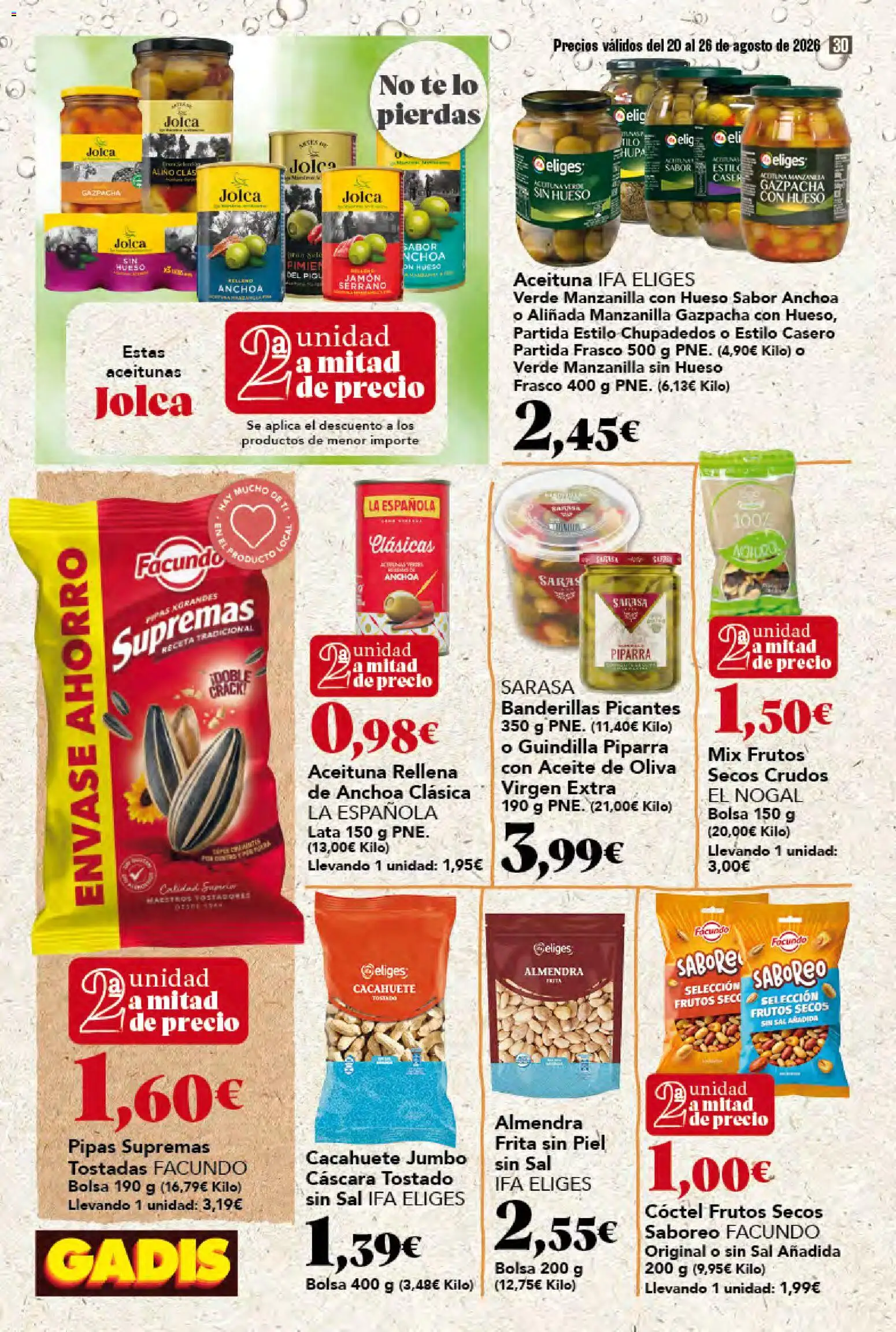 Gadis folleto │ válido desde el 20/08/2026 | Página: 30 | Productos: Guindilla, Jamón, Frutos secos, Té