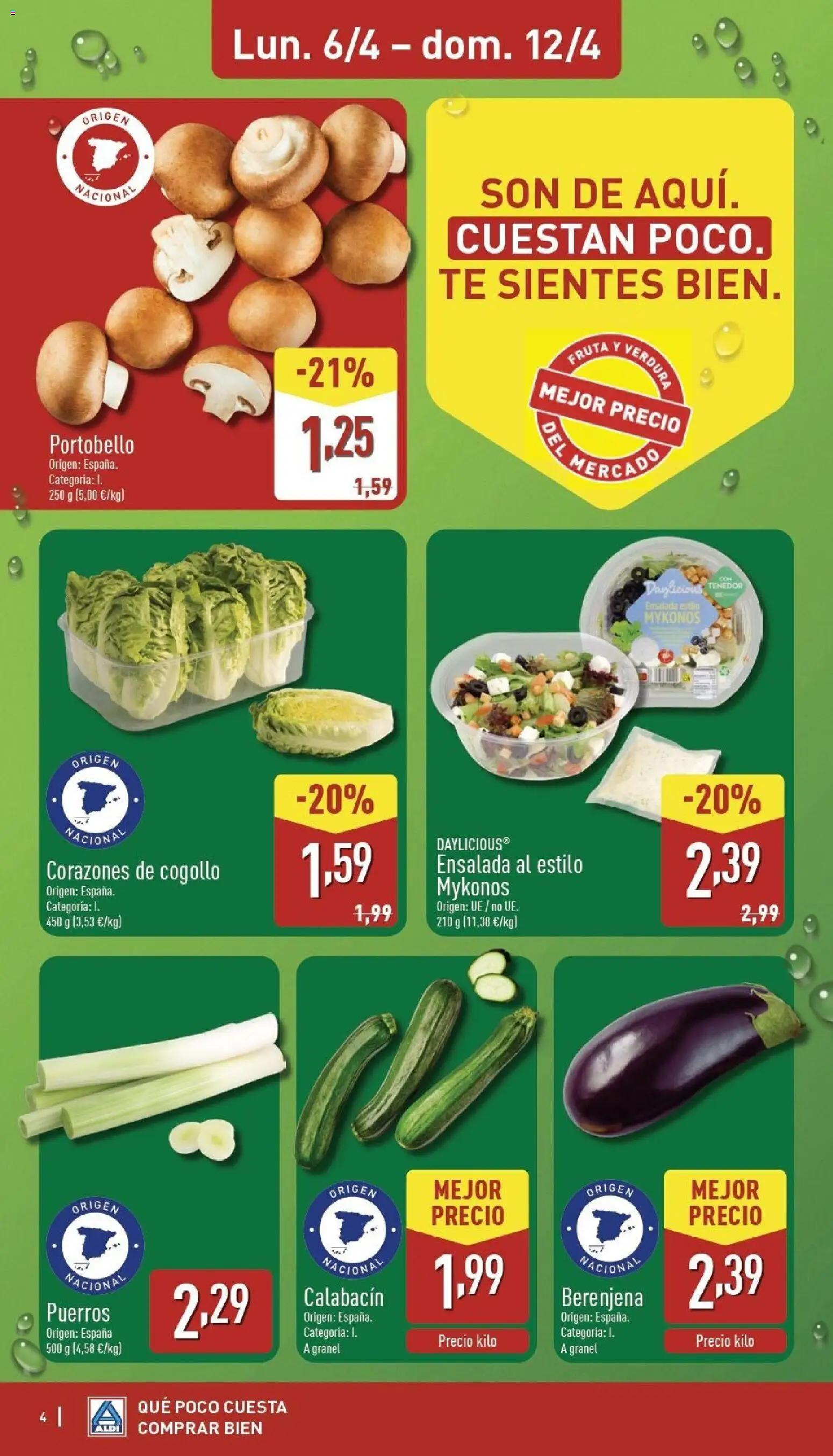 Aldi folleto Península │ válido desde el 06.04.2026 | Página: 4 | Productos: Calabacín, Té, Ensalada