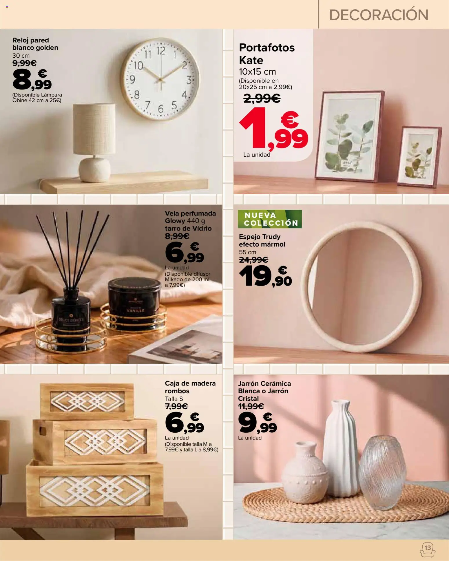 Carrefour Hogar │ válido desde el 22/09/2026 | Página: 13 | Productos: Reloj, Vela, Espejo, Lámpara