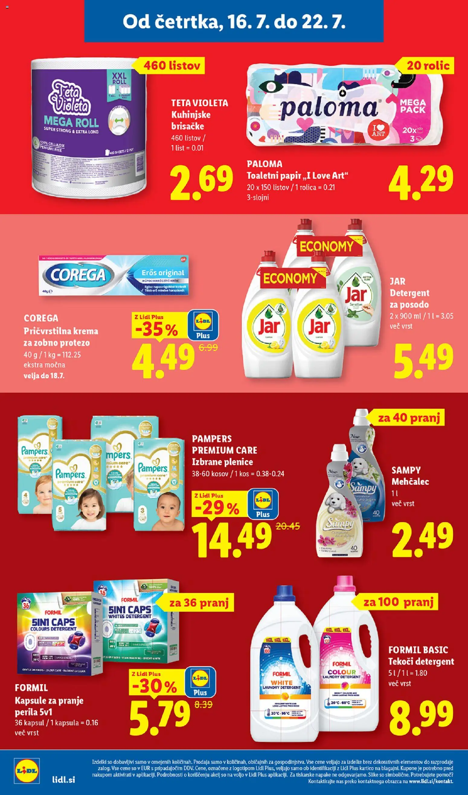 Novi Lidl katalog ponudbe – veljaven od 16.07.2026 | Stran: 26 | Izdelki: Plenice, Toaletni papir, Krema, Detergent
