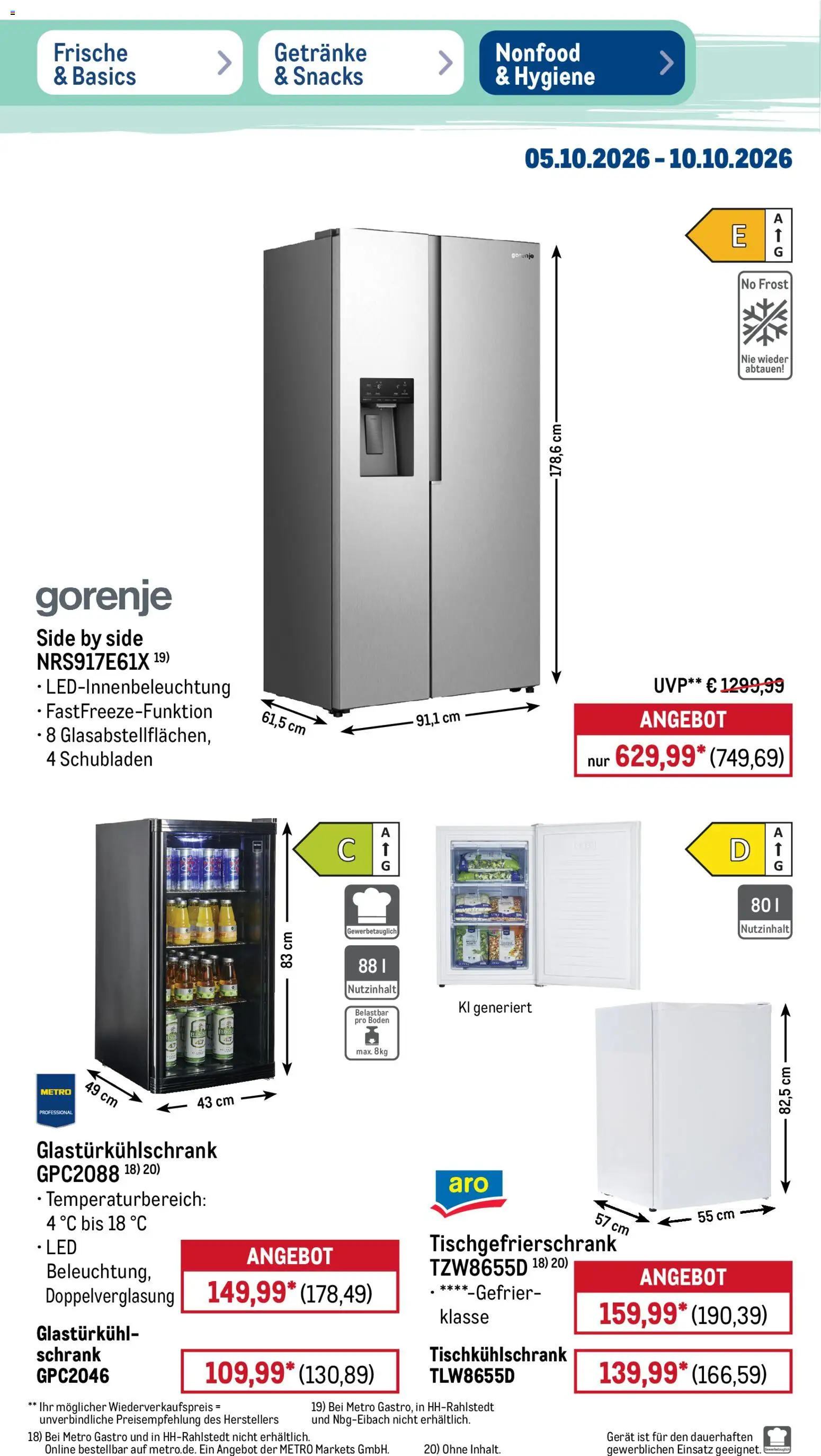 Metro Prospekt – gültig ab 05.10.2026 | Seite: 40 | Produkte: Gorenje, Schrank
