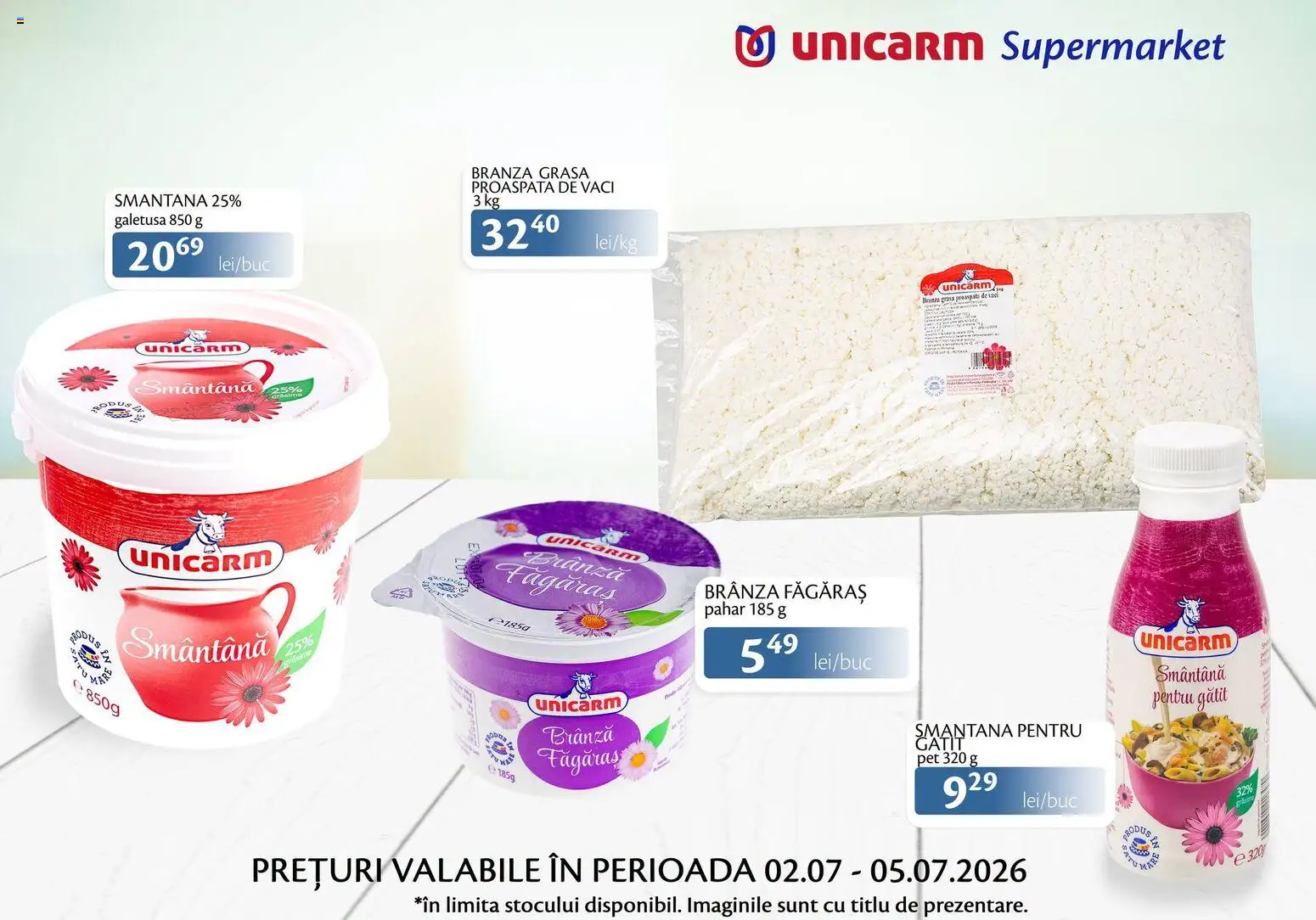 Noul catalog Unicarm – valabil de la 02.07.2026 | Pagină: 4 | Produse: Brânză, Smântână