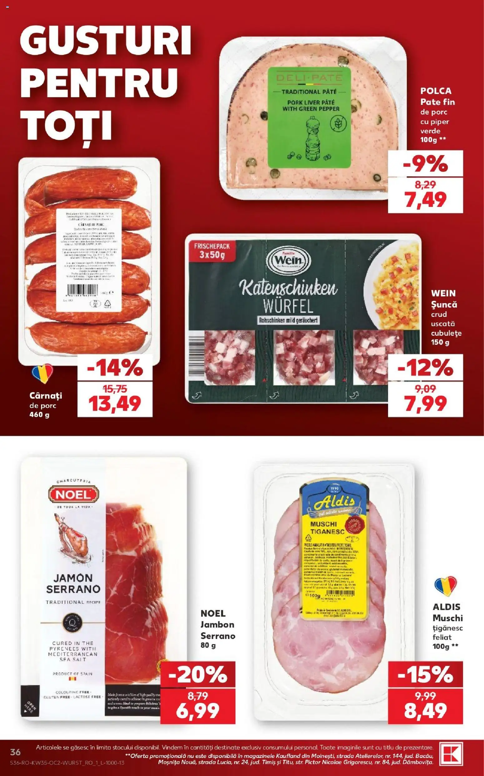 Noul catalog Kaufland – valabil de la 26.08.2026 | Pagină: 36 | Produse: Muschi tiganesc, Pate, Mușchi, Șuncă